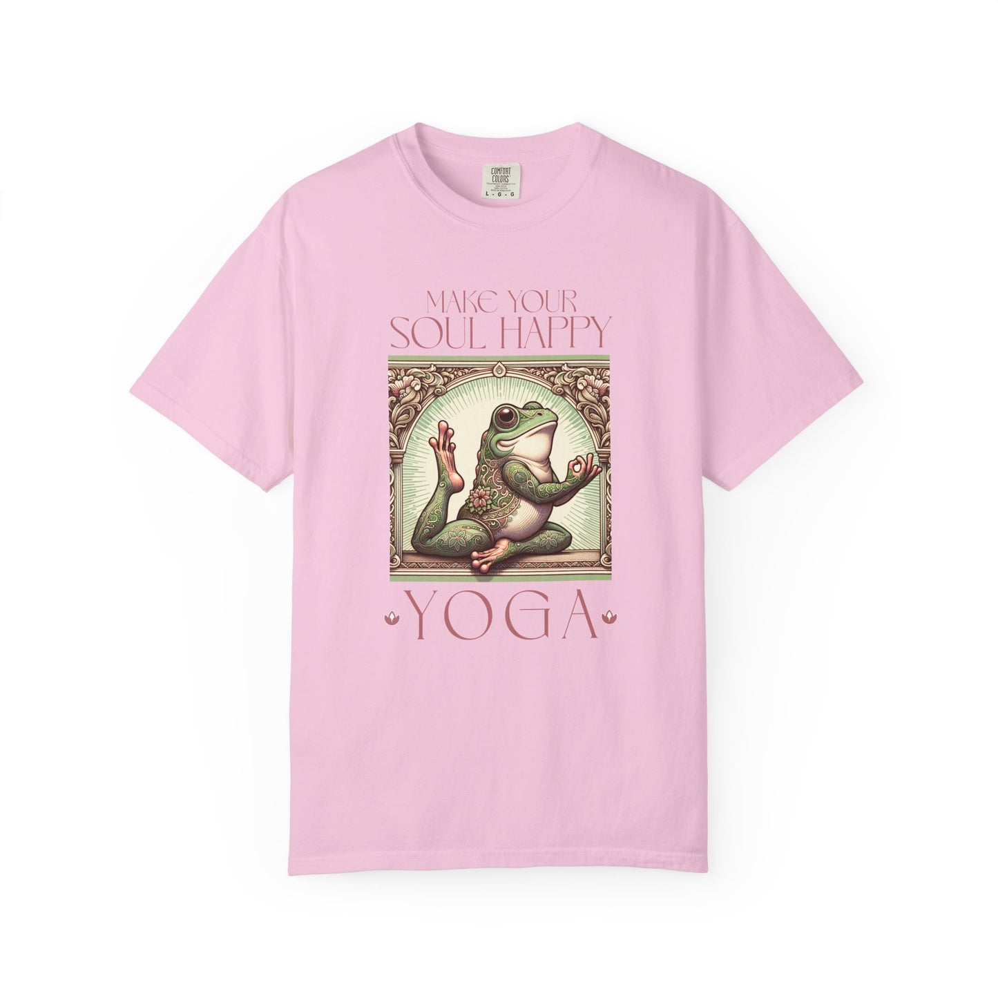 Yoga Frog Make Your Soul Happy Pink Unisex T-Shirt, Casual Wear, Highlander Fan Gift, Comfortable Graphic Tee T-Shirt Printify Blossom S