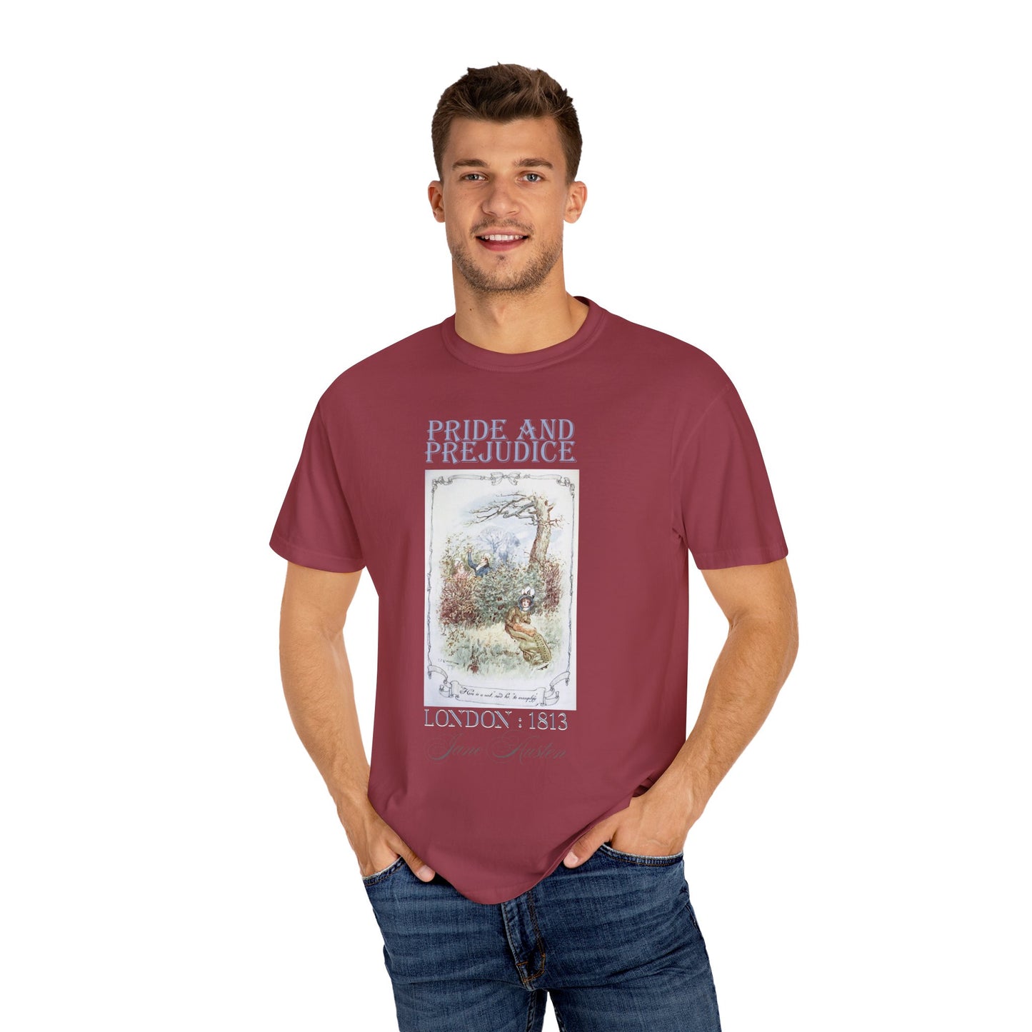 Jane Austen Comfort Colors TShirt, Pride & Prejudice Historical Romance, Bookish Literary Jane Austen Fan Art Gift for Her Bookclub Tee T-Shirt Printify