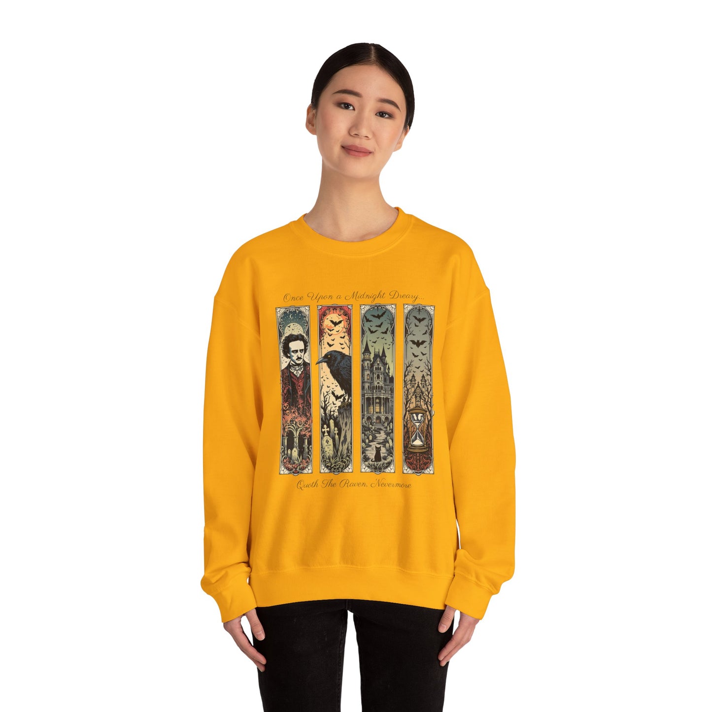 Edgar Allan Poe Sweatshirt The Raven Nevermore Gothic Horror Sweater Dark Academia Macabre Halloween Gift for Book Lovers Birthday Christmas