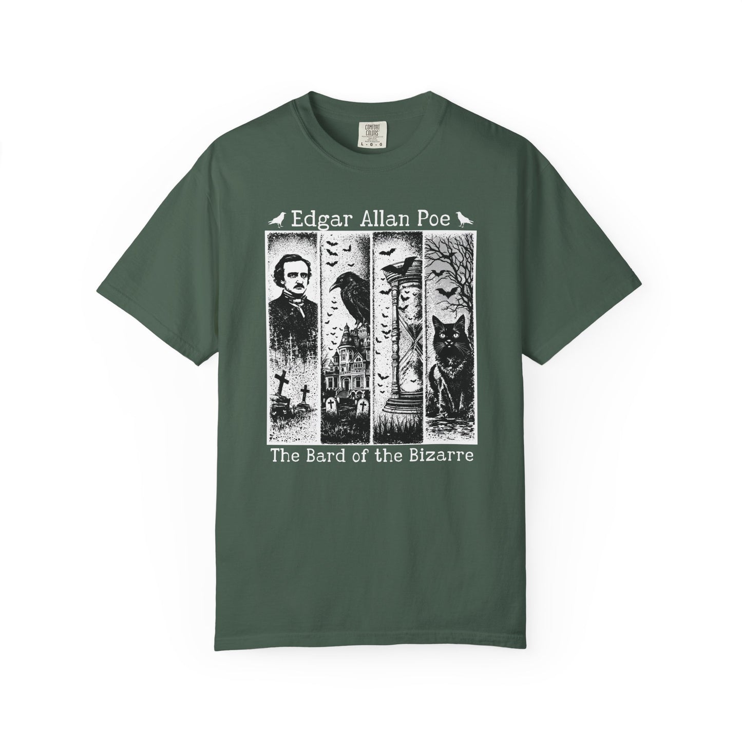 Edgar Allan Poe T-Shirt Gothic Graphic Tee The Raven Nevermore Quote Horror Literature Shirt Dark Academia Aesthetic Halloween Party Gift T-Shirt Printify Blue Spruce S