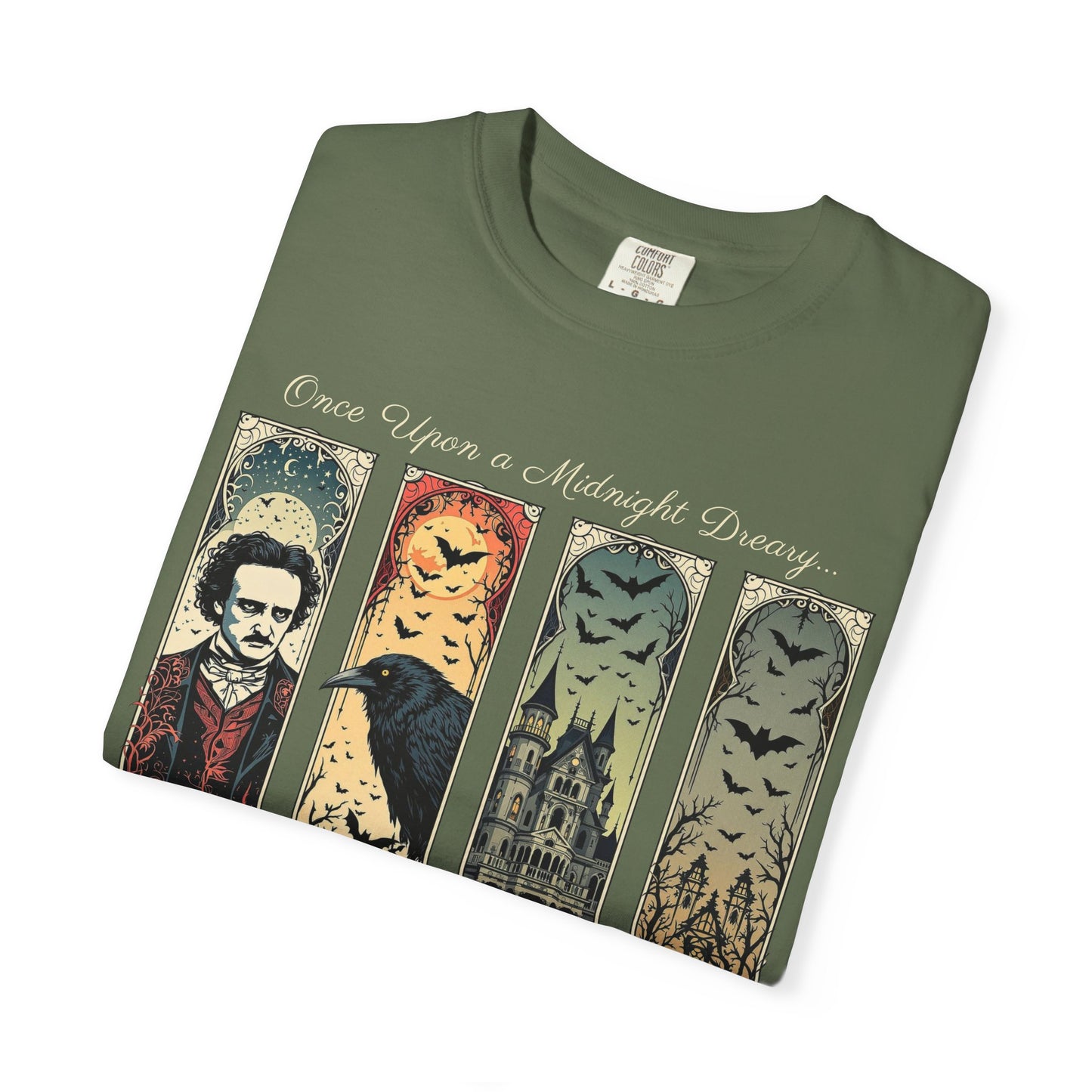 Edgar Allan Poe T-Shirt Gothic Graphic Tee The Raven Nevermore Quote Horror Literature Shirt Dark Academia Aesthetic Halloween Party Gift