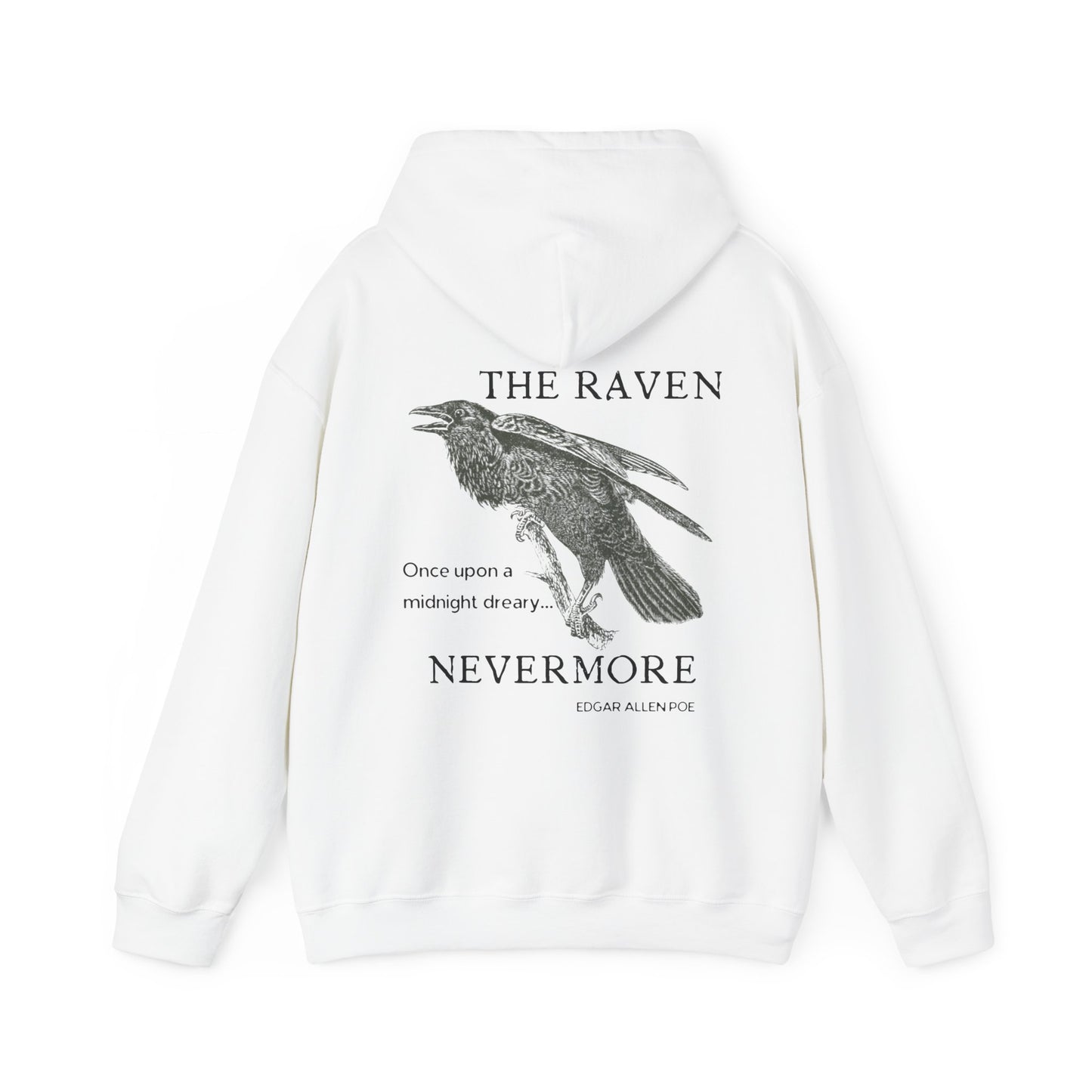 Halloween Vintage The Raven Hoodie, Spooky Season Sweater, Trick or Treating Shirt, Halloween Party Top, Edgar Allen Poe, Nevermore, Gothic Hoodie Printify