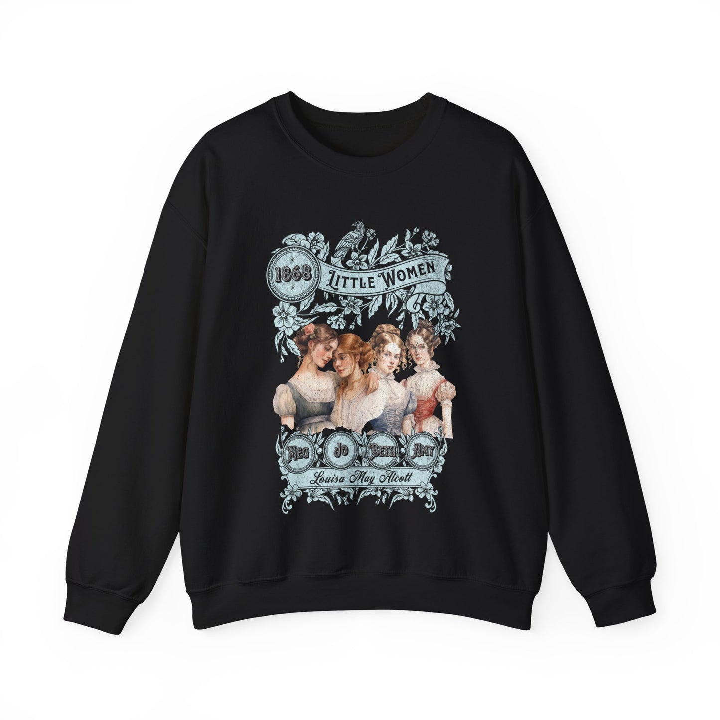 Little Women Sweatshirt, Louisa May Alcott Historical Romance Sweater, Bookish Literary Fan Art Gift, Gift for Her, Bookclub Crewneck Shirt Sweatshirt Printify S Black