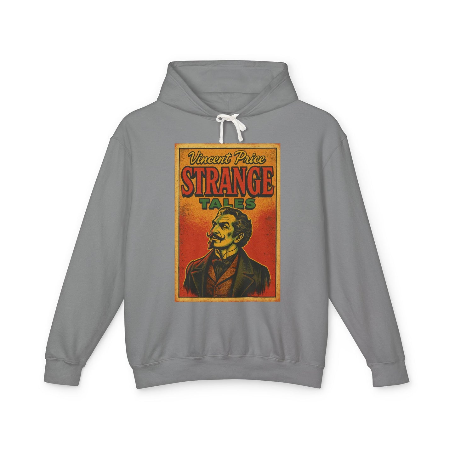 Vincent Price Vintage Strange Tales Hoodie, Unisex Lightweight Sweatshirt, Retro Graphic Outerwear, Gift for Readers, Fall Fashion Hoodie Printify S Grey