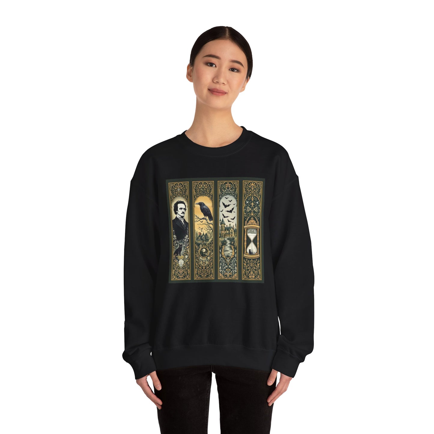 Edgar Allan Poe Sweatshirt The Raven Nevermore Gothic Horror Sweater Dark Academia Macabre Halloween Gift for Book Lovers Birthday Christmas Sweatshirt Printify