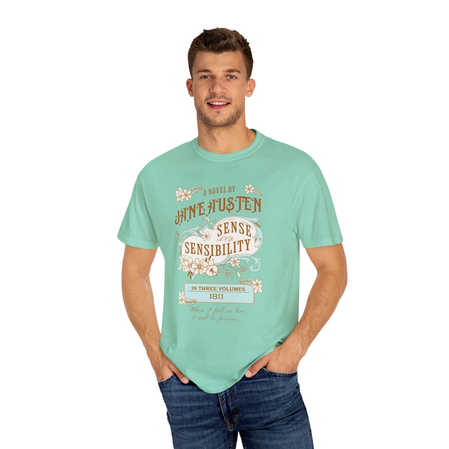 Jane Austen T-Shirt, Sense & Sensibility Historical Romance Comfort Colors Tee, Bookish Literary Jane Austen Fan Art Gift for Her, Readers, T-Shirt Printify