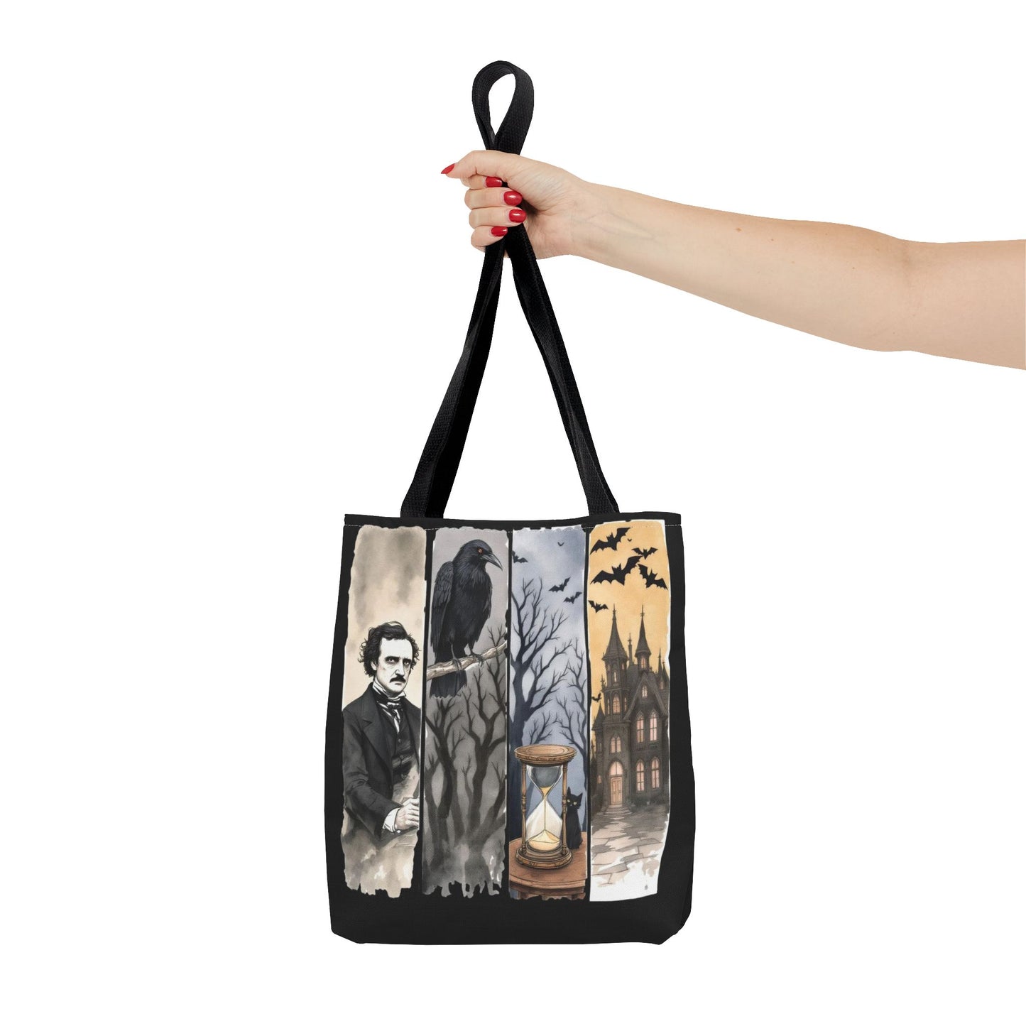 Edgar Allan Poe Tote Bag Gothic Literary Gift for Book Lover Dark Academia Macabre Accessory Halloween Tote Fall School Bag for Poetember Bags Printify