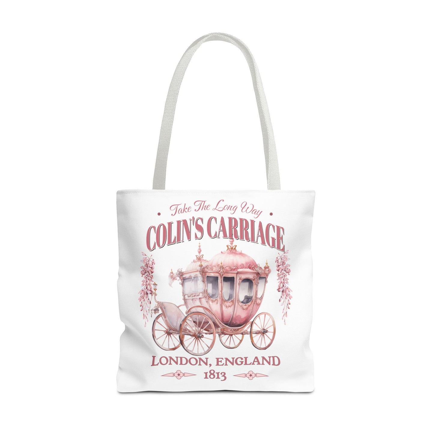 Colins Carriage Club Tote Bag Regency England Ton Society Gift For Book Lover Fan Historical Drama Penelope Romance Reader Bookclub Gift Bags Printify 18" × 18'' White