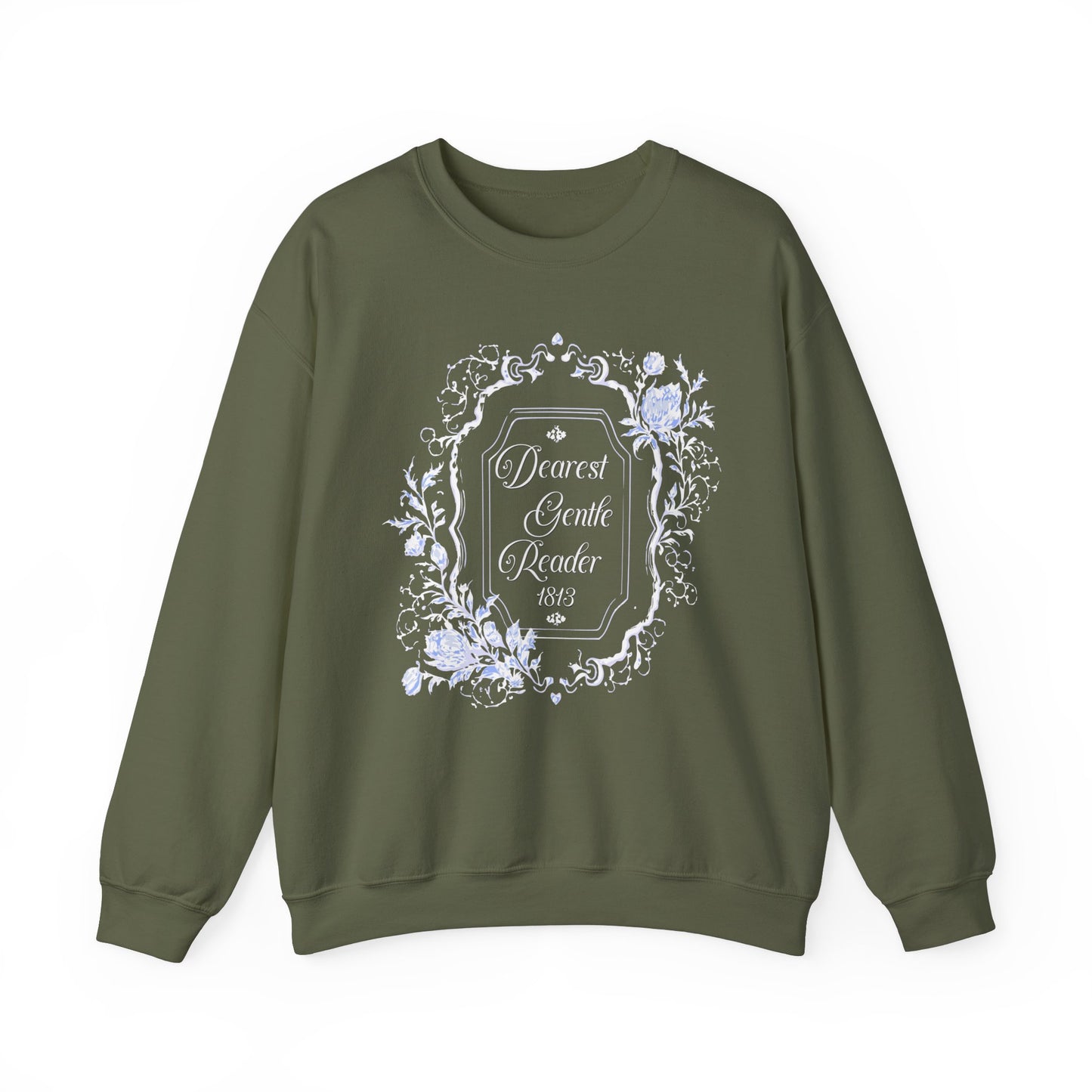 Dearest Gentle Reader Sweatshirt Regency England Ton Society Papers Gift For Historical Romance Fan Drama Romance Reader Gift Bookclub Gift Sweatshirt Printify S Military Green