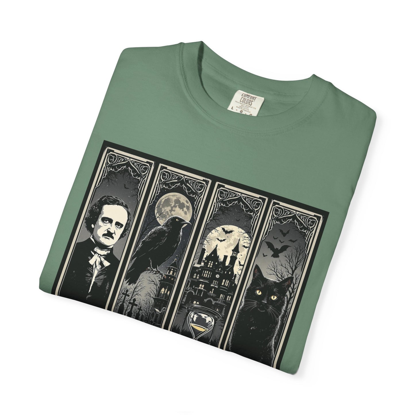Edgar Allan Poe T-Shirt Gothic Graphic Tee The Raven Nevermore Quote Horror Literature Shirt Dark Academia Aesthetic Halloween Party Gift