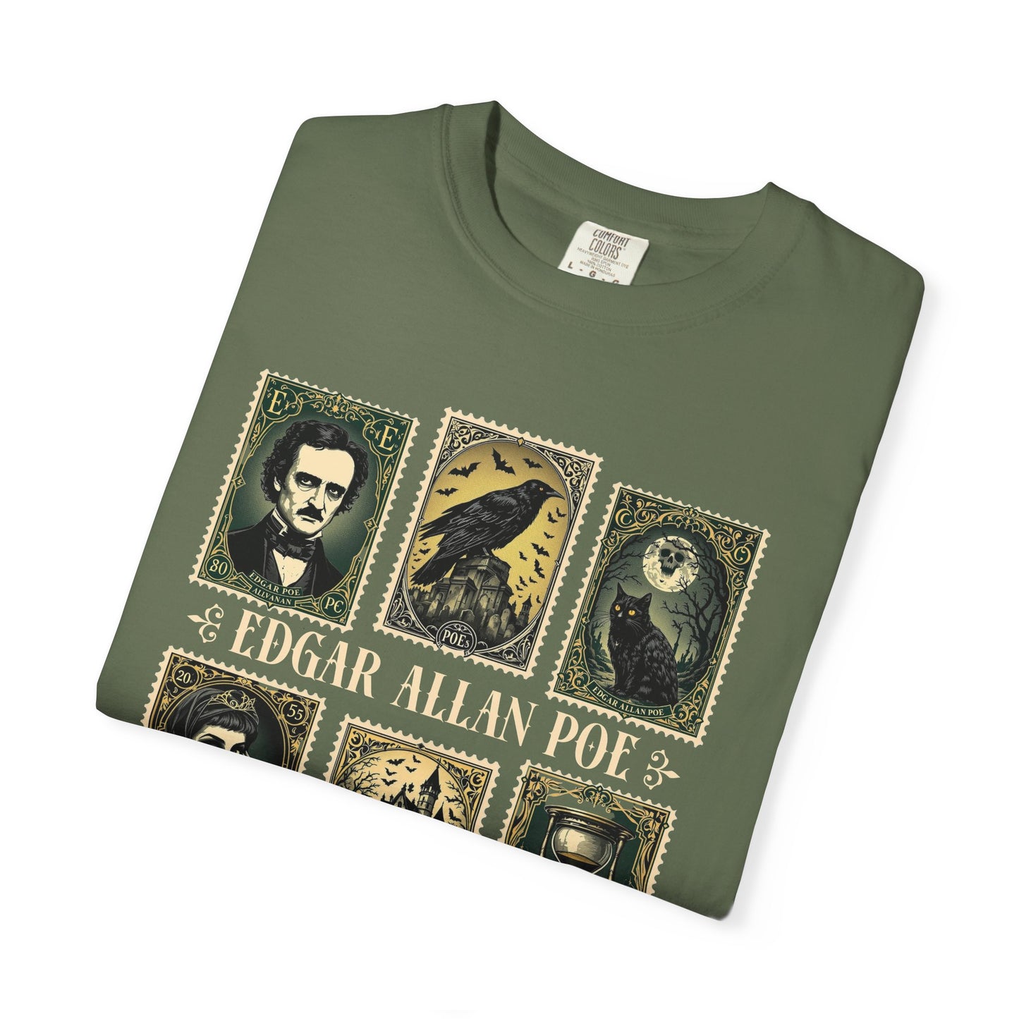 Edgar Allan Poe T-Shirt Gothic Graphic Tee The Raven Nevermore Quote Horror Literature Shirt Dark Academia Aesthetic Halloween Party Gift