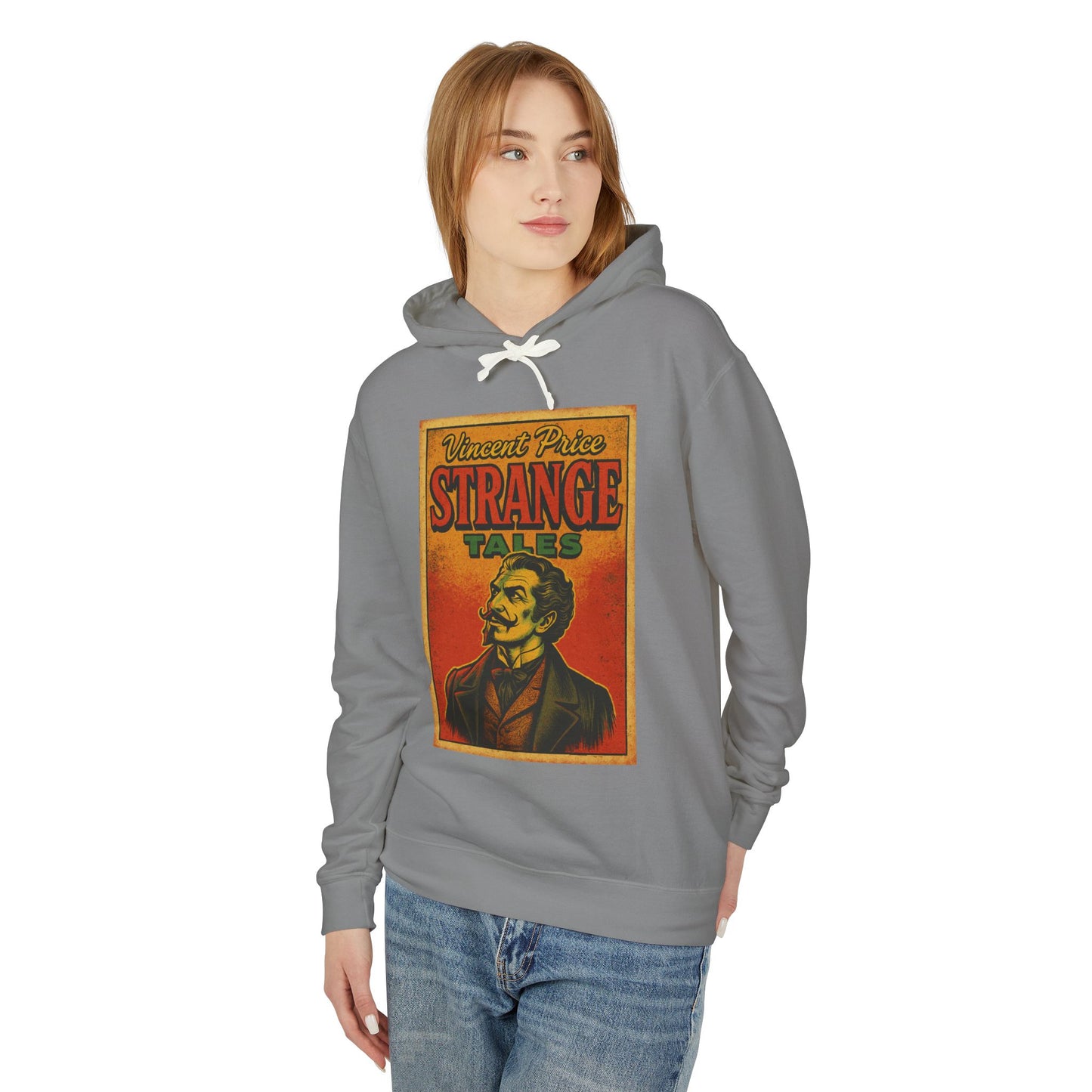 Vincent Price Vintage Strange Tales Hoodie, Unisex Lightweight Sweatshirt, Retro Graphic Outerwear, Gift for Readers, Fall Fashion Hoodie Printify