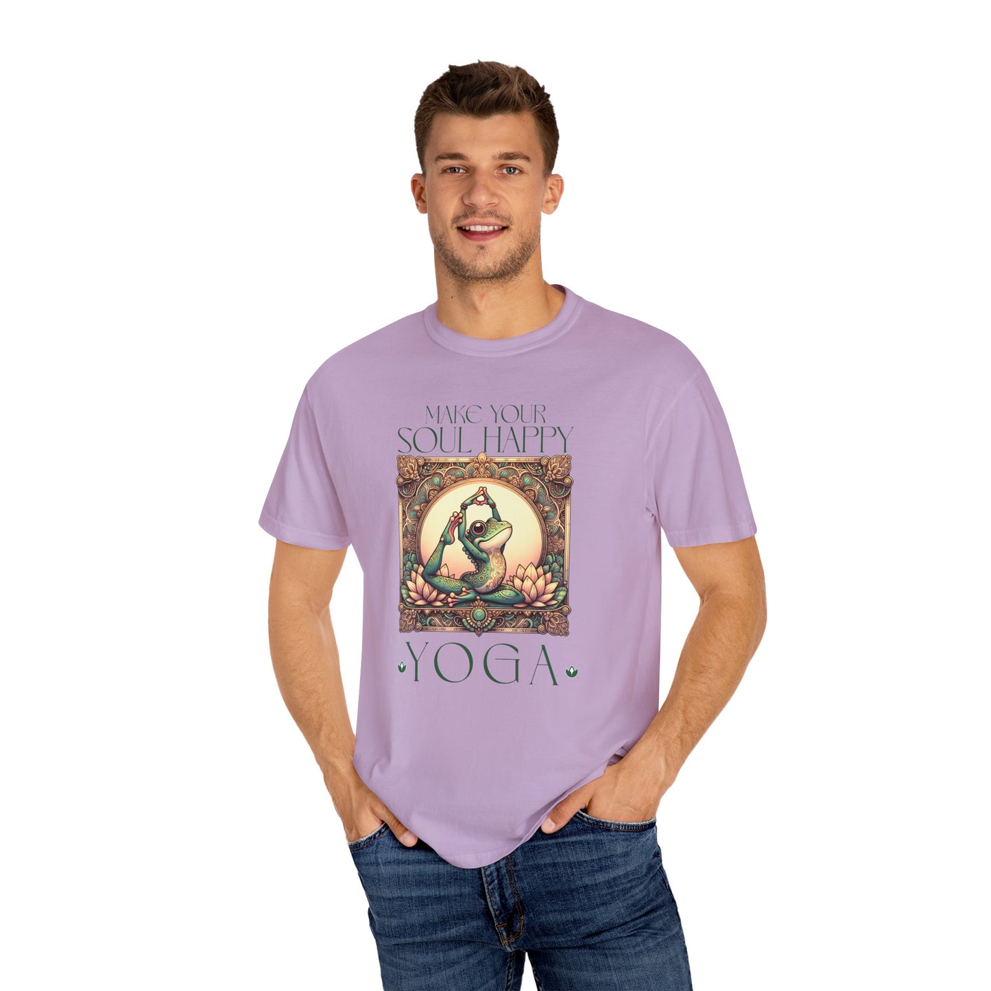 Green Yoga Frog Make Your Soul Happy Unisex T-Shirt, Casual Wear, Highlander Fan Gift,