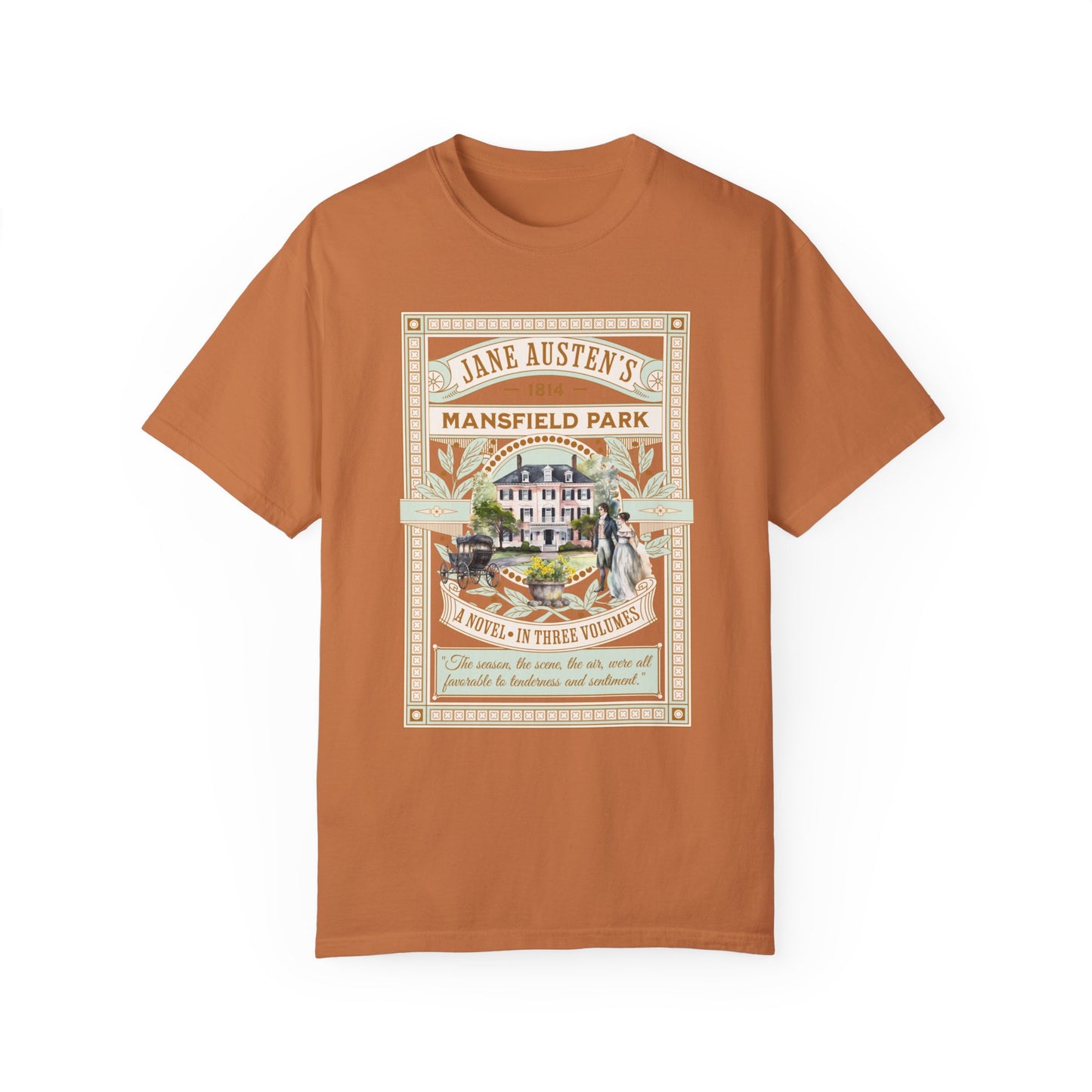Jane Austen T- Shirt, Mansfield Park Historical Romance Comfort Colors Tee, Bookish Literary Jane Austen Fan Art Gift for Her Bookclub Shirt T-Shirt Printify Yam S