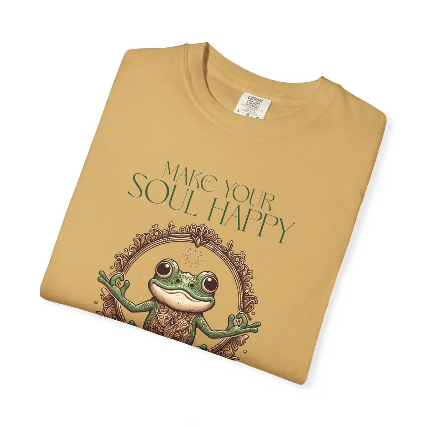 Green Yoga Frog Make Your Soul Happy Unisex T-Shirt, Casual Wear, Highlander Fan Gift, T-Shirt Printify
