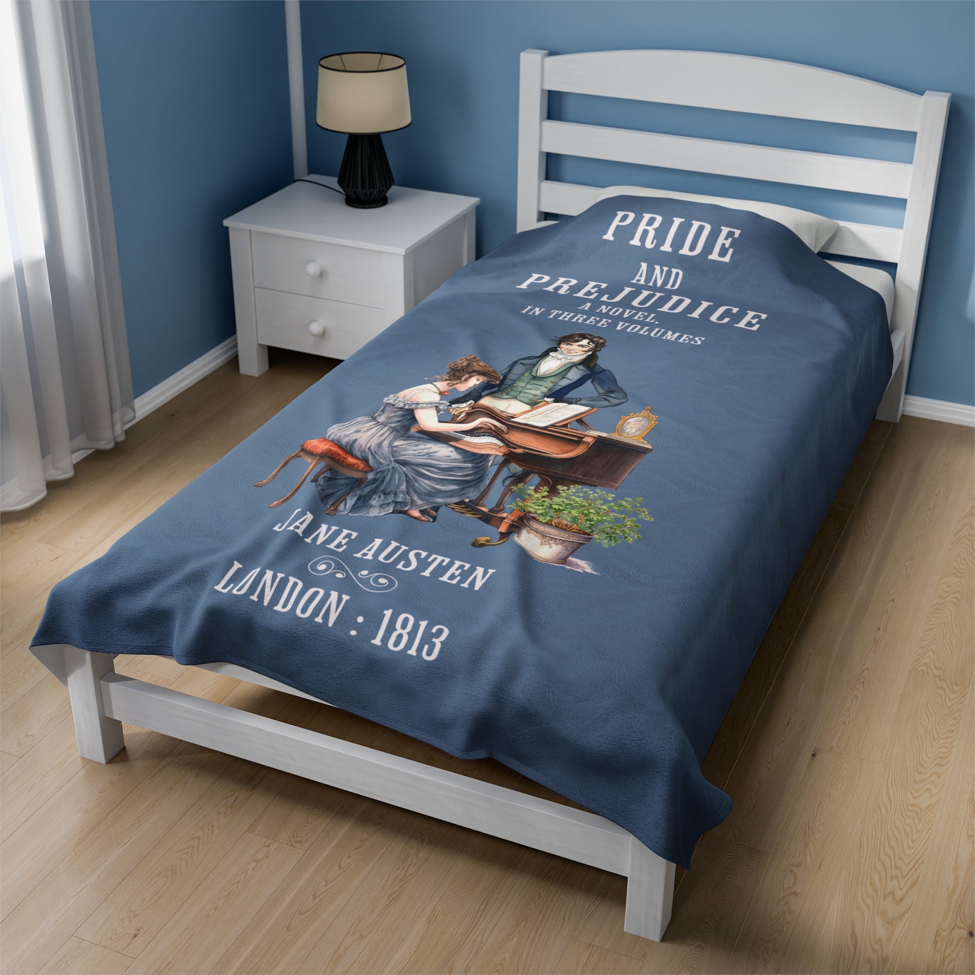 Jane Austen Plush Throw Blanket, Pride And Prejudice Historical Romance Gift, Bookish Literary Jane Austen Fan Art, Gift for Her, Bookclub All Over Prints Printify