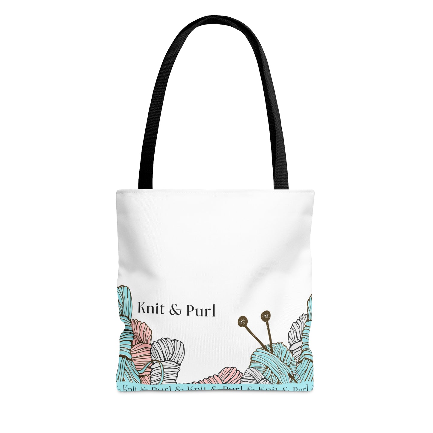 Knit & Purl Tote Bag, Crafter Bag, Yarn Storage Bag, Knitting Project Bag, Crochet Project Bag, Craft Project Tote Bag Bags Printify Small