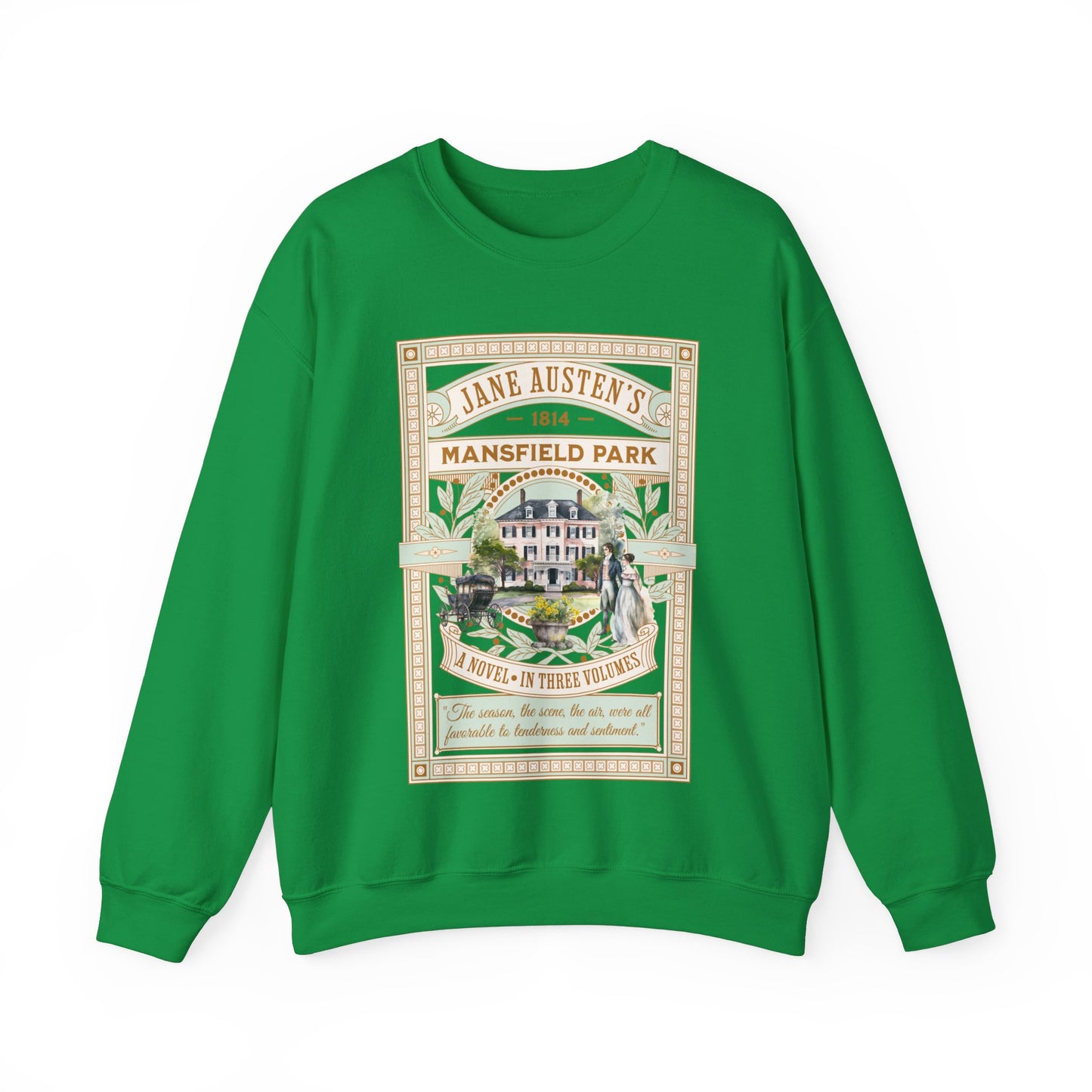 Jane Austen Sweatshirt, Mansfield Park Historical Romance Sweater, Bookish Literary Jane Austen Fan Art Gift, Gift for Her, Readers, Sweatshirt Printify S Irish Green