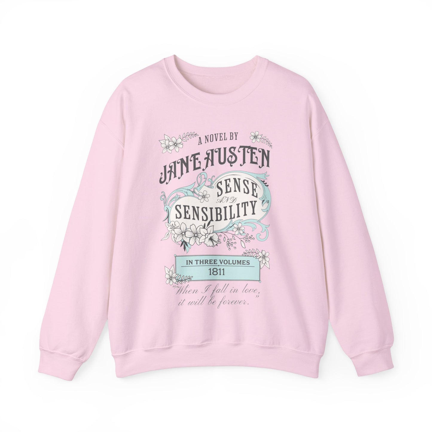 Jane Austen Sweatshirt, Sense & Sensibility Historical Romance Sweater, Bookish Literary Jane Austen Fan Art Gift, Gift for Her, Readers, Sweatshirt Printify S Light Pink