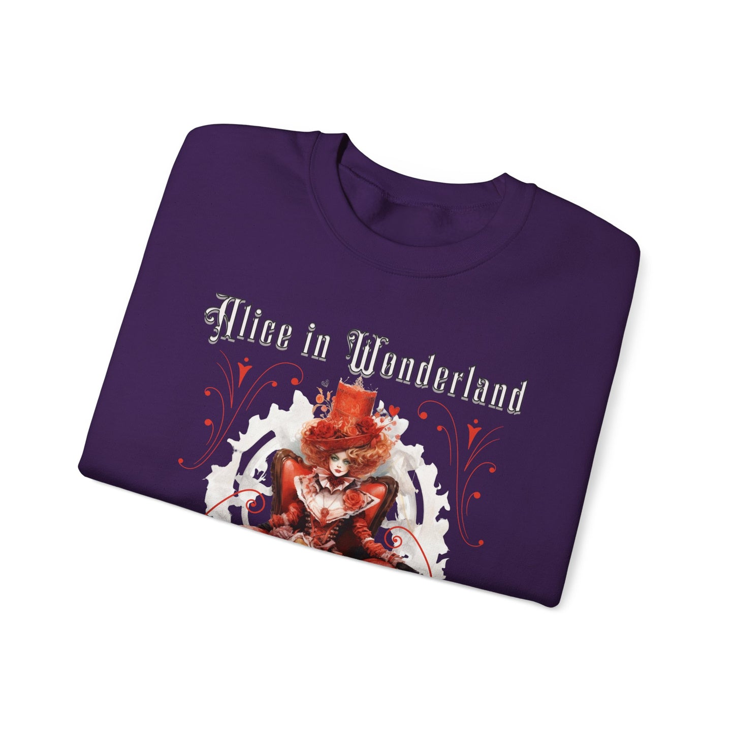 Queen of Hearts Sweatshirt, Alice In Wonderland Lewis Carroll Whimsigoth Academia Sweater Mad Hatter Tea Party Tee Bookish Booktok Gift Sweatshirt Printify