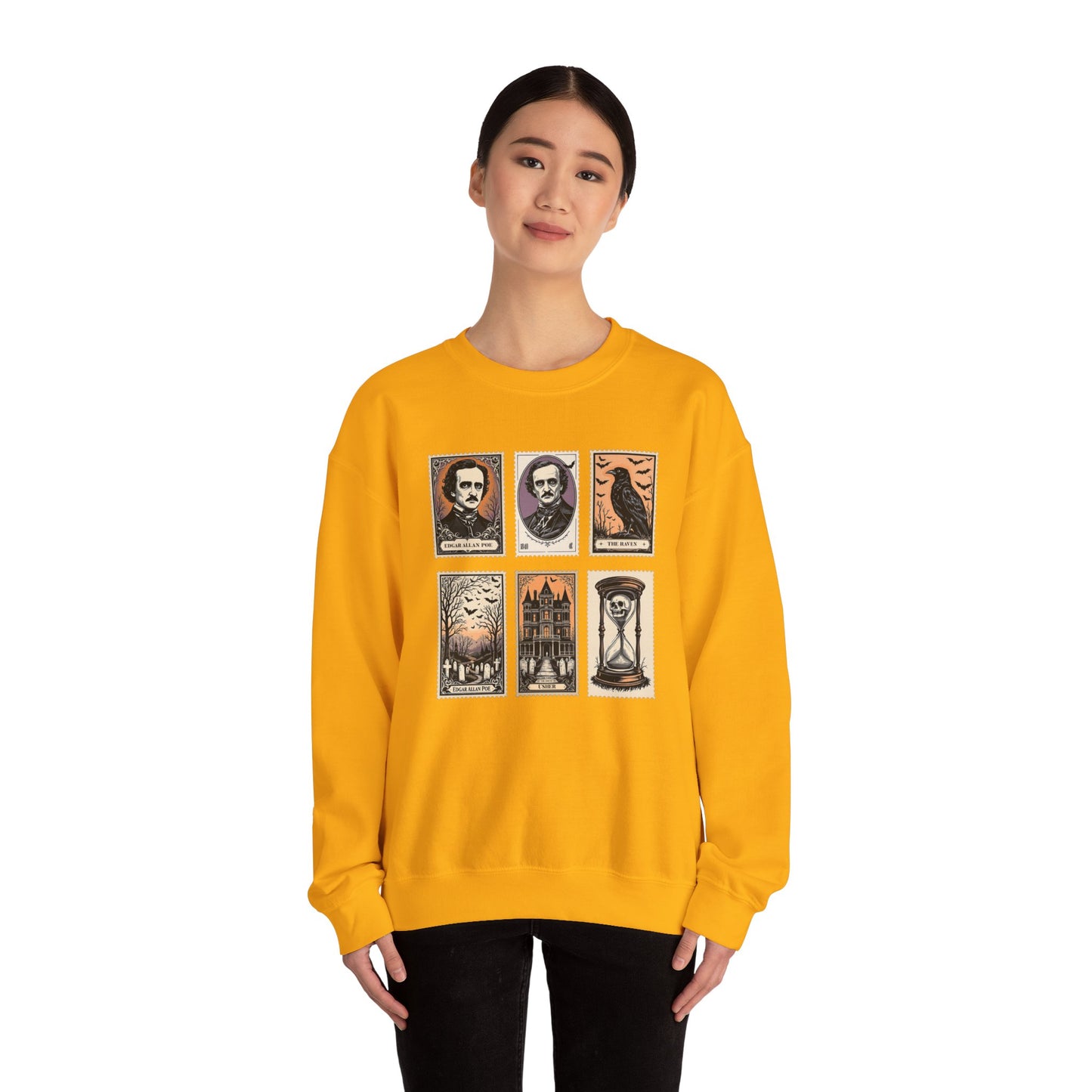 Edgar Allan Poe Sweatshirt The Raven Nevermore Gothic Horror Sweater Dark Academia Macabre Halloween Gift for Book Lovers Birthday Christmas