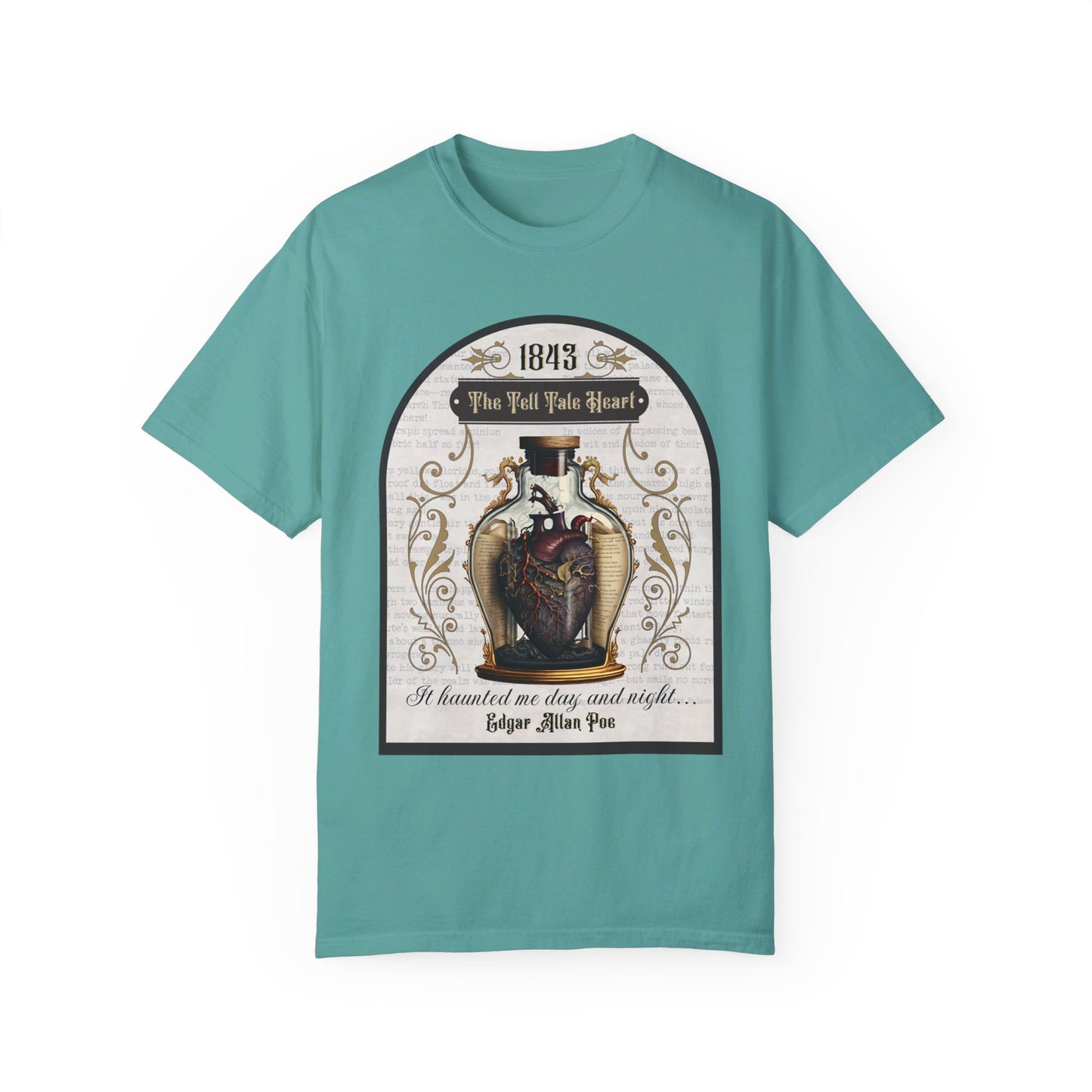 Edgar Allan Poe Shirt, The Tell Tale Heart Tee, Book, Reading Lover Shirt, Halloween, Gothic, Light Academia Gifts, Comfort Colours TShirt T-Shirt Printify Seafoam S