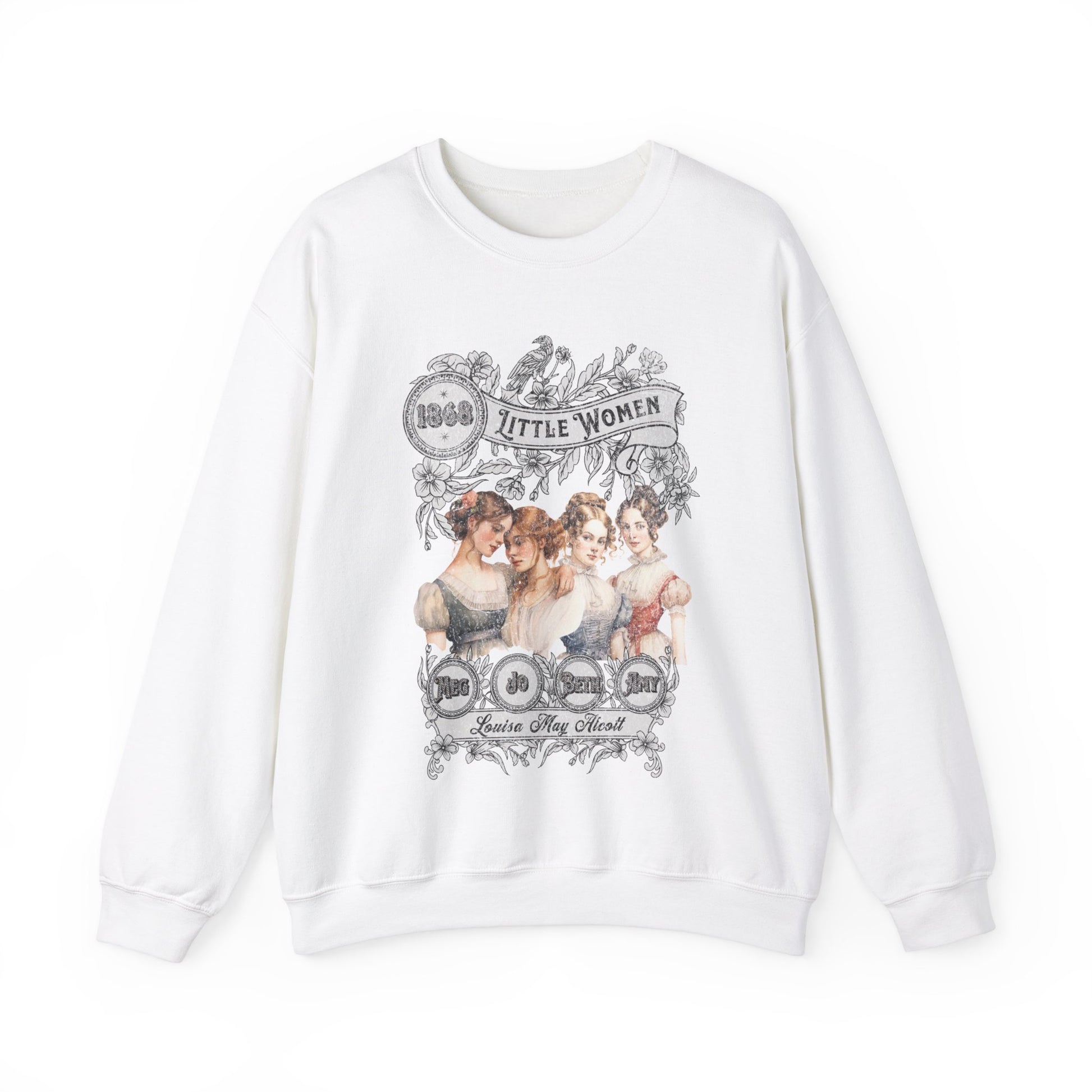Little Women Sweatshirt, Louisa May Alcott Historical Romance Sweater, Bookish Literary Fan Art Gift, Gift for Her, Bookclub Crewneck Shirt Sweatshirt Printify S White