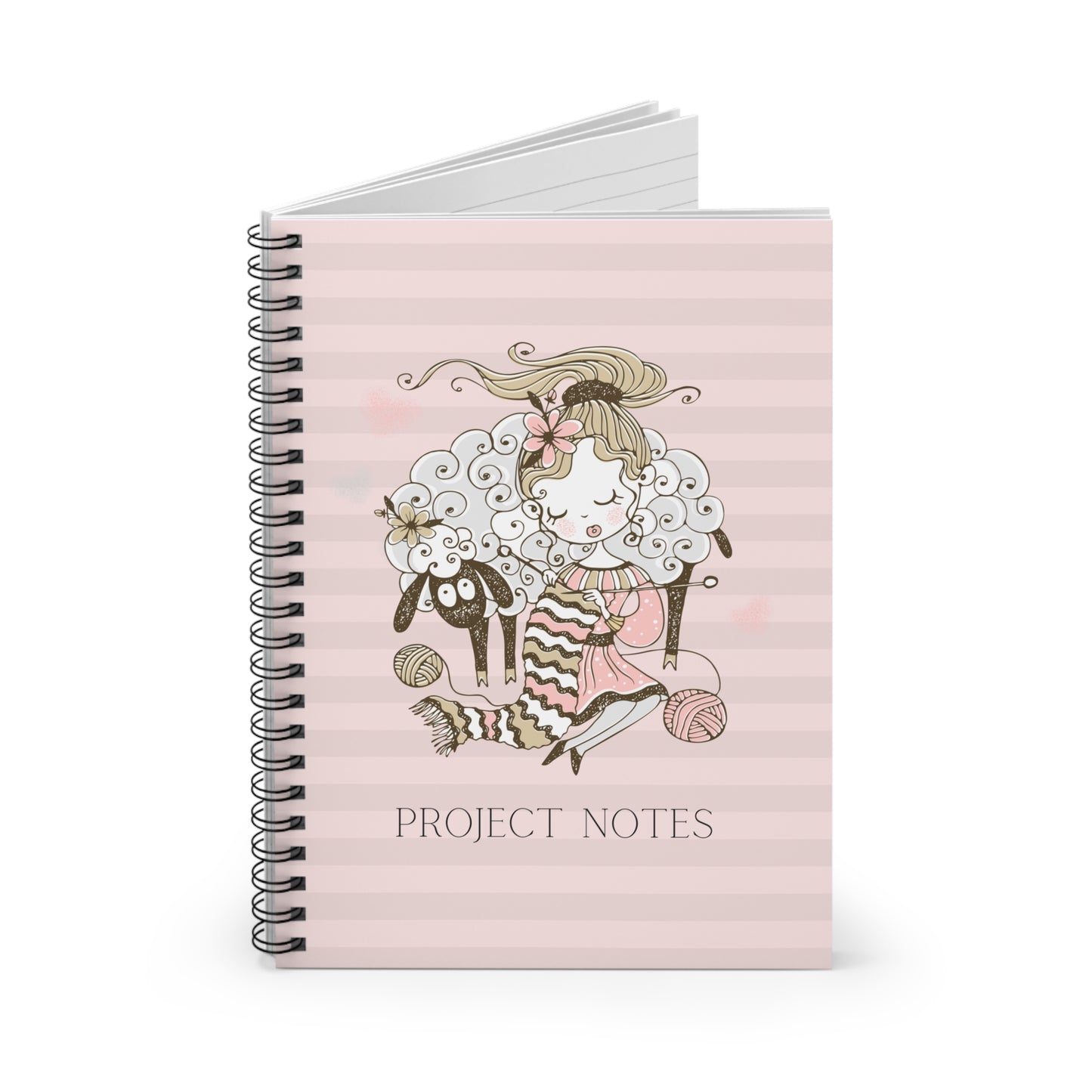 Fun Crochet & Knitting Notebook | Craft Project Journal | Craft Project Planner | Spiral Notepad | Spiral Notebook - Ruled Line Paper products Printify