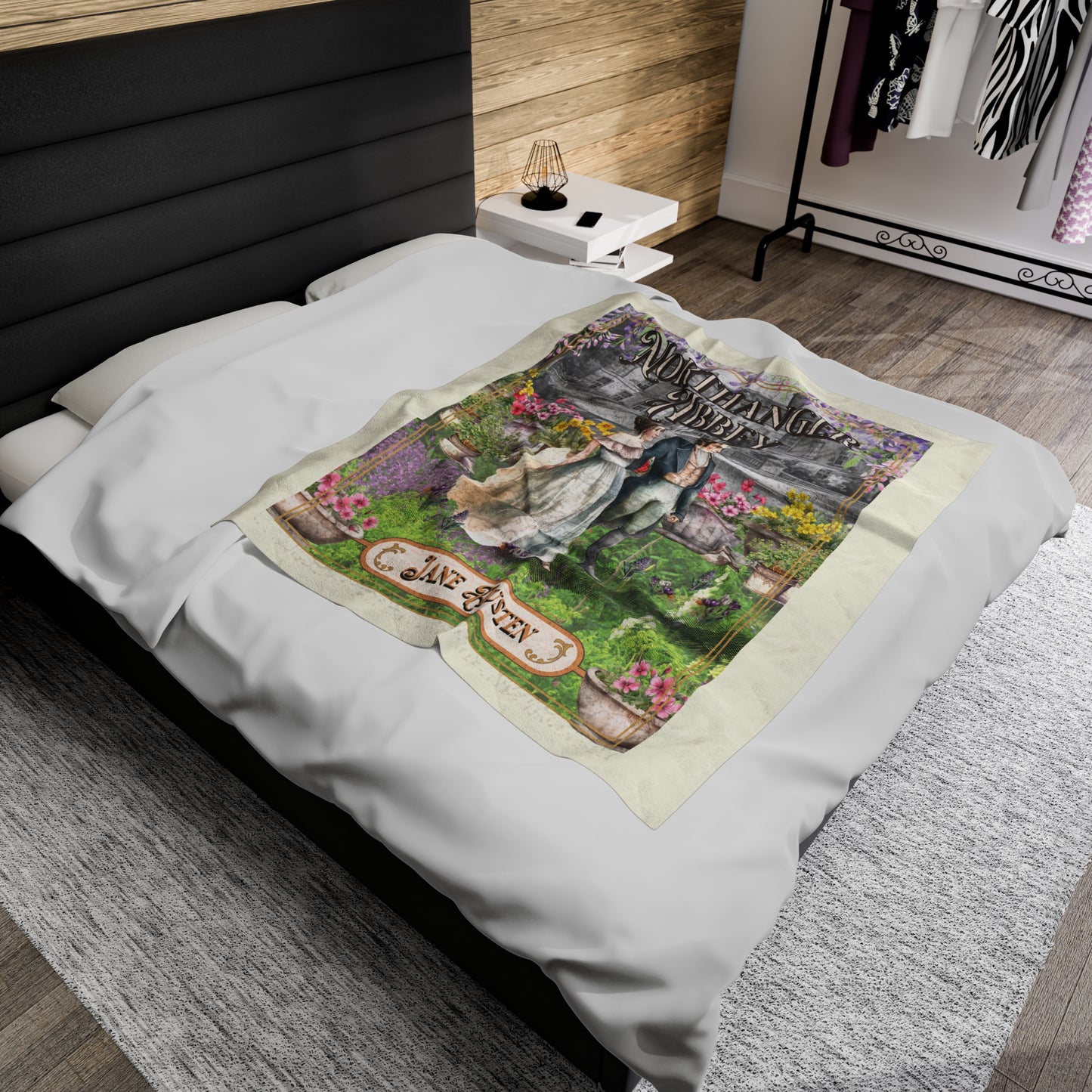Jane Austen Plush Throw Blanket, Northanger Abbey Historical Romance Gift, Bookish Literary Jane Austen Fan Art Gift, Gift for Her, Bookclub All Over Prints Printify