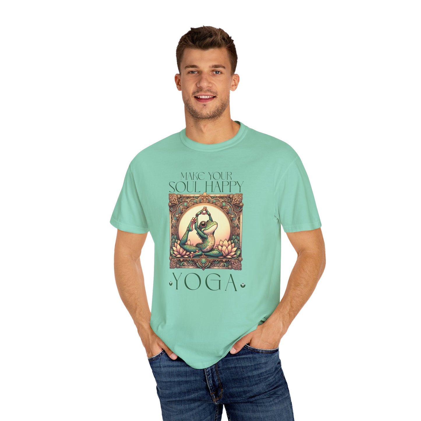 Green Yoga Frog Make Your Soul Happy Unisex T-Shirt, Casual Wear, Highlander Fan Gift,