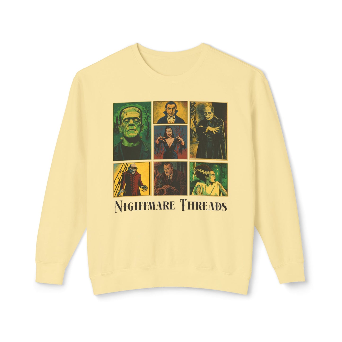 Spooky Vintage Crewneck Sweatshirt - Nightmare Threads, Halloween Apparel, Horror Movie Sweatshirt, Unisex Fashion, Cozy Fall Style Sweatshirt Printify