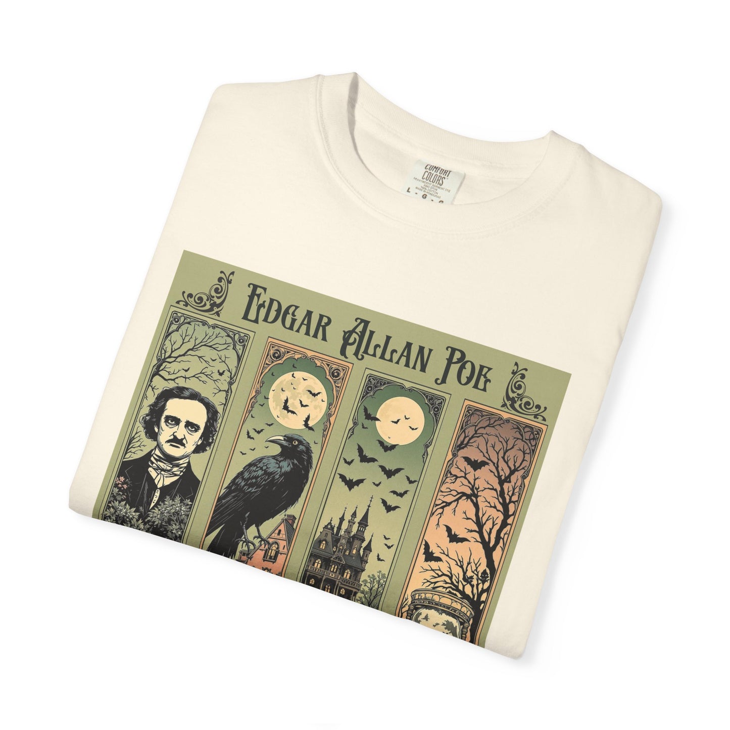 Edgar Allan Poe T-Shirt Gothic Graphic Tee The Raven Nevermore Quote Horror Literature Shirt Dark Academia Aesthetic Halloween Party Gift T-Shirt Printify