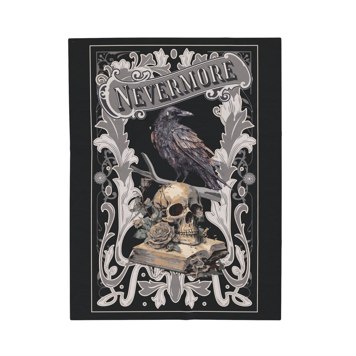 Edgar Allan Poe, Nevermore The Raven Throw Blanket, Book Lover Reading Blanket, Gothic, Light, Dark Academia, Horror Movie Watching Blanket All Over Prints Printify 30" × 40"