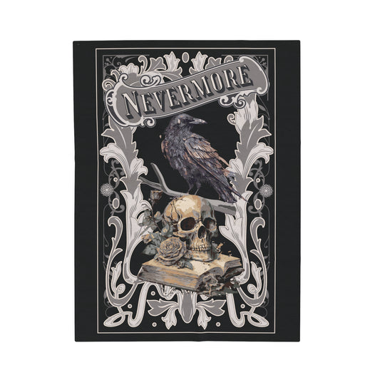 Edgar Allan Poe, Nevermore The Raven Throw Blanket, Book Lover Reading Blanket, Gothic, Light, Dark Academia, Horror Movie Watching Blanket All Over Prints Printify 30" × 40"