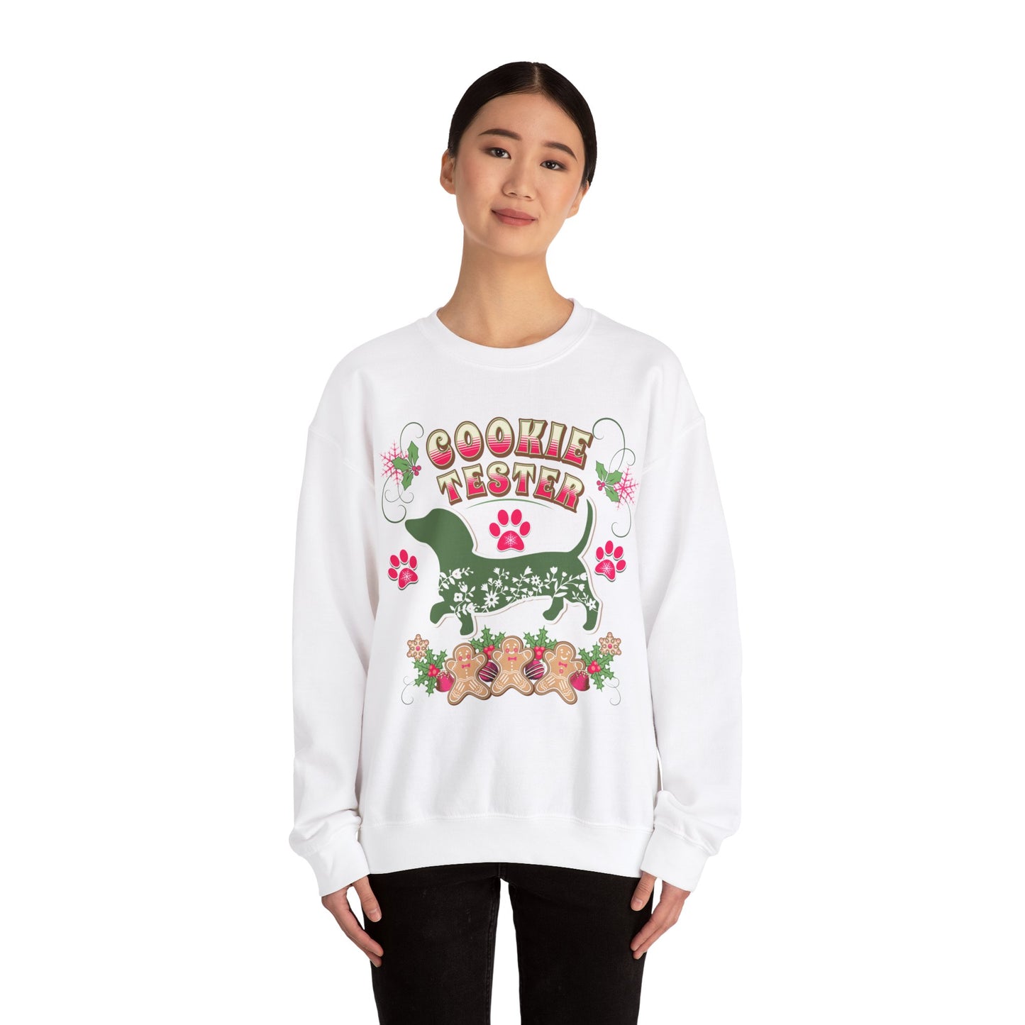 Christmas Dachshund Lover Baking Sweatshirt, Doxie Cookie Tester XMas T-Shirt, Dog Lover Shirt, Matching Family Christmas Cookie Baking Gift Sweatshirt Printify