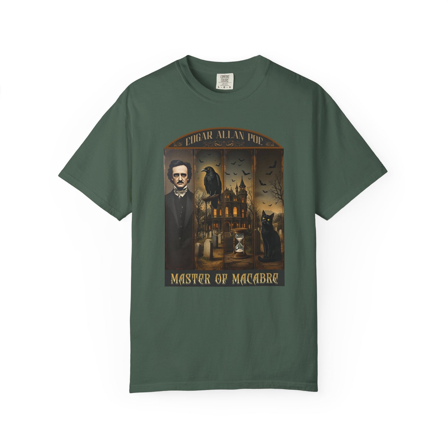 Edgar Allan Poe T-Shirt Gothic Graphic Tee The Raven Nevermore Quote Horror Literature Shirt Dark Academia Aesthetic Halloween Party Gift T-Shirt Printify Blue Spruce S