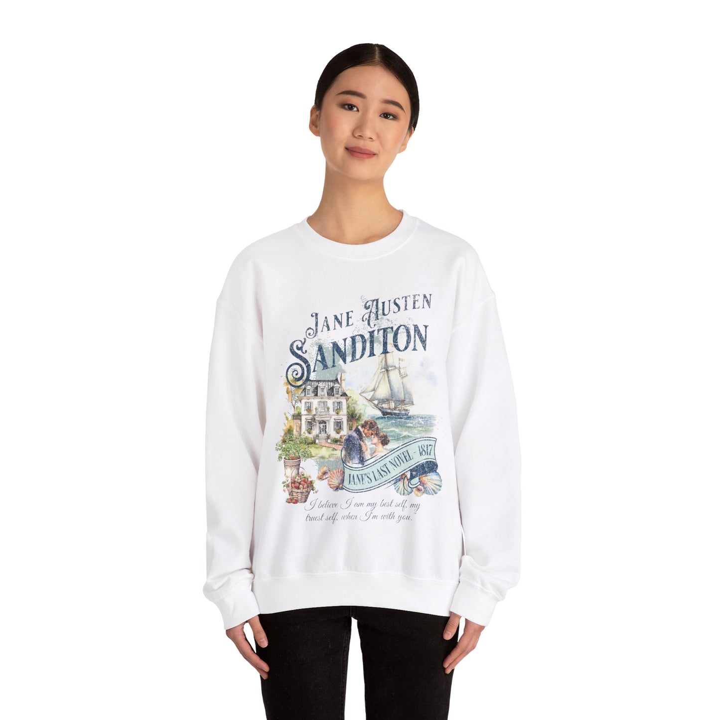 Jane Austen Sweatshirt, Sanditon Historical Romance, Bookish Literary Gift, Jane Austen Fan Art Shirt, Gift for Her, Gift for Readers, Sweatshirt Printify