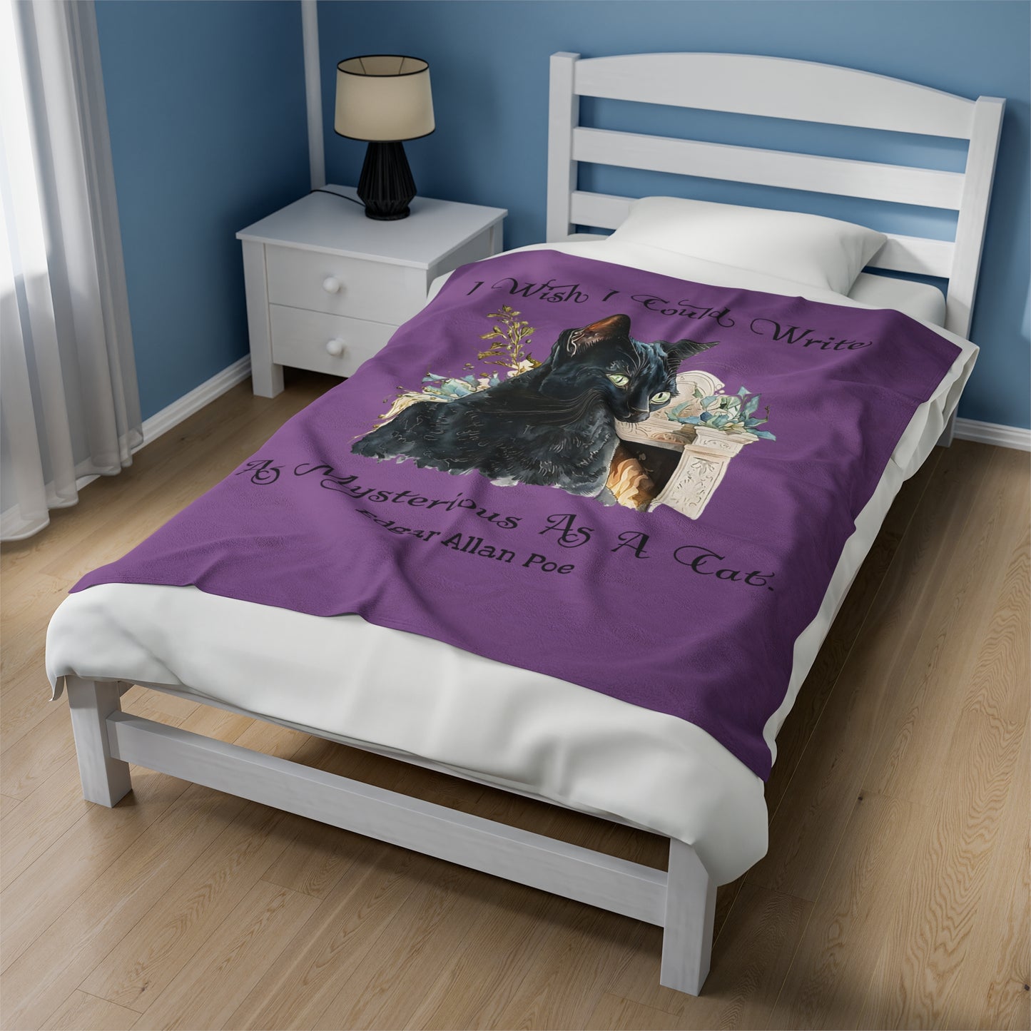 Edgar Allan Poe, The Black Cat Throw Blanket, Soft Book Lover Reading Blanket, Gothic Dark Academia, Horror Movie Watching Plush, Fairycore All Over Prints Printify