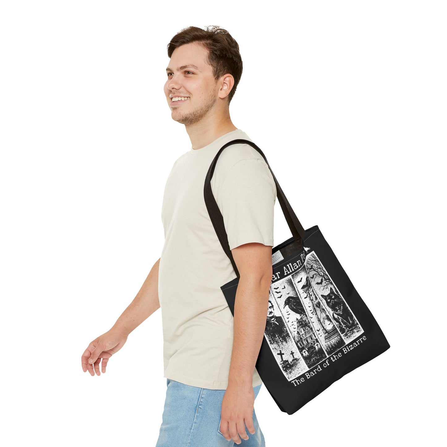 Edgar Allan Poe Tote Bag Gothic Literary Gift for Book Lover Dark Academia Macabre Accessory Halloween Tote Fall School Bag for Poetember Bags Printify