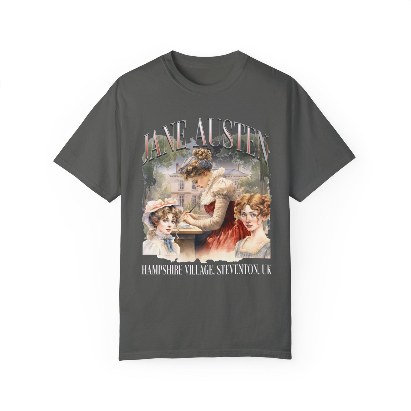 Retro Jane Austen Unisex Garment-Dyed T-shirt T-Shirt Printify Pepper S