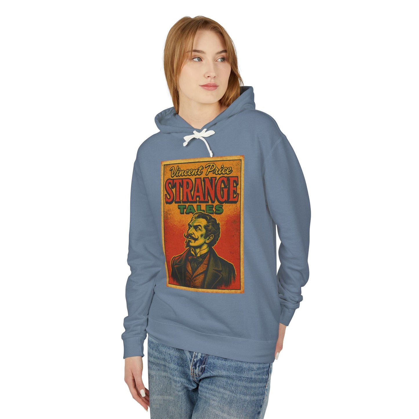 Vincent Price Vintage Strange Tales Hoodie, Unisex Lightweight Sweatshirt, Retro Graphic Outerwear, Gift for Readers, Fall Fashion Hoodie Printify