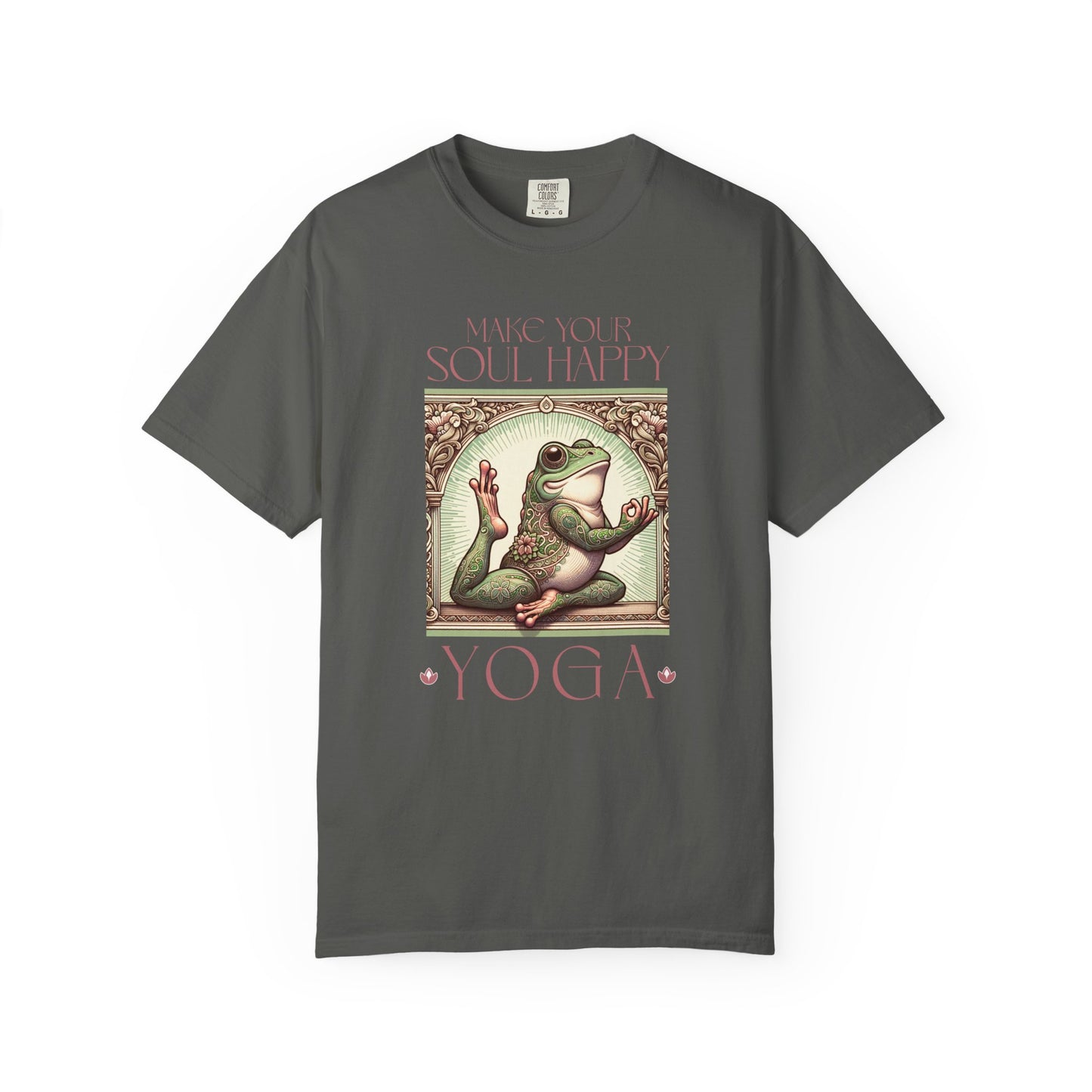 Yoga Frog Make Your Soul Happy Pink Unisex T-Shirt, Casual Wear, Highlander Fan Gift, Comfortable Graphic Tee T-Shirt Printify Pepper S