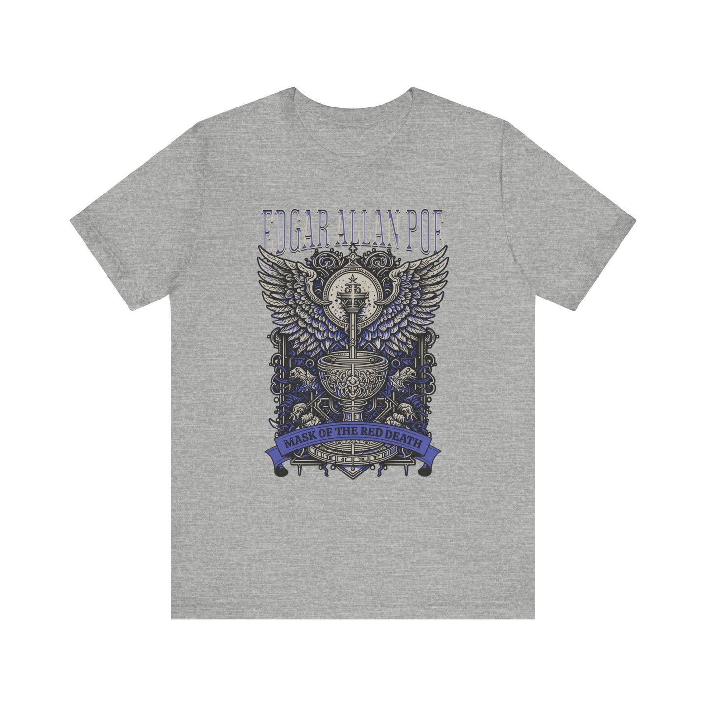Edgar Allan Poe, Mask Of The Red Death T-Shirt, Book Lover Tee, Haunting Gothic Gift, Light, Dark Academia, Literary Poetry Bookclub Shirt T-Shirt Printify Athletic Heather S