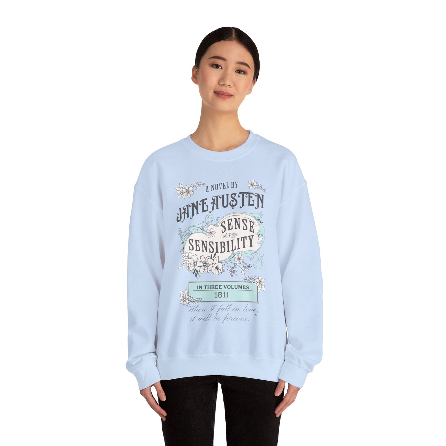 Jane Austen Sweatshirt, Sense & Sensibility Historical Romance Sweater, Bookish Literary Jane Austen Fan Art Gift, Gift for Her, Readers, Sweatshirt Printify