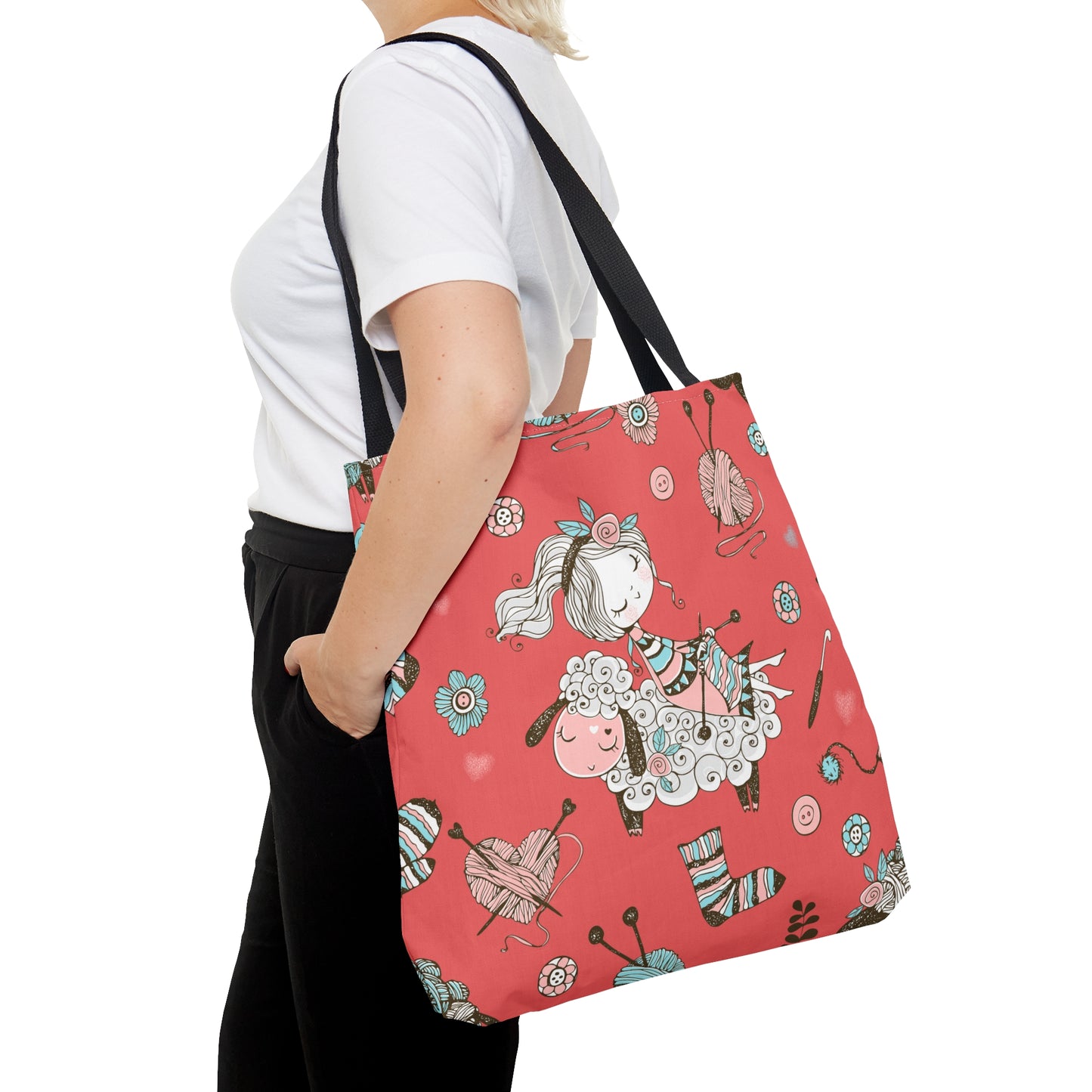 Craft, Crochet or Knitting Tote Bag, Yarn Storage Shoulder Bags, Gift for Knitter, Crafter, Grocery Shopping, School, Resusable, Travel Bag Bags Printify