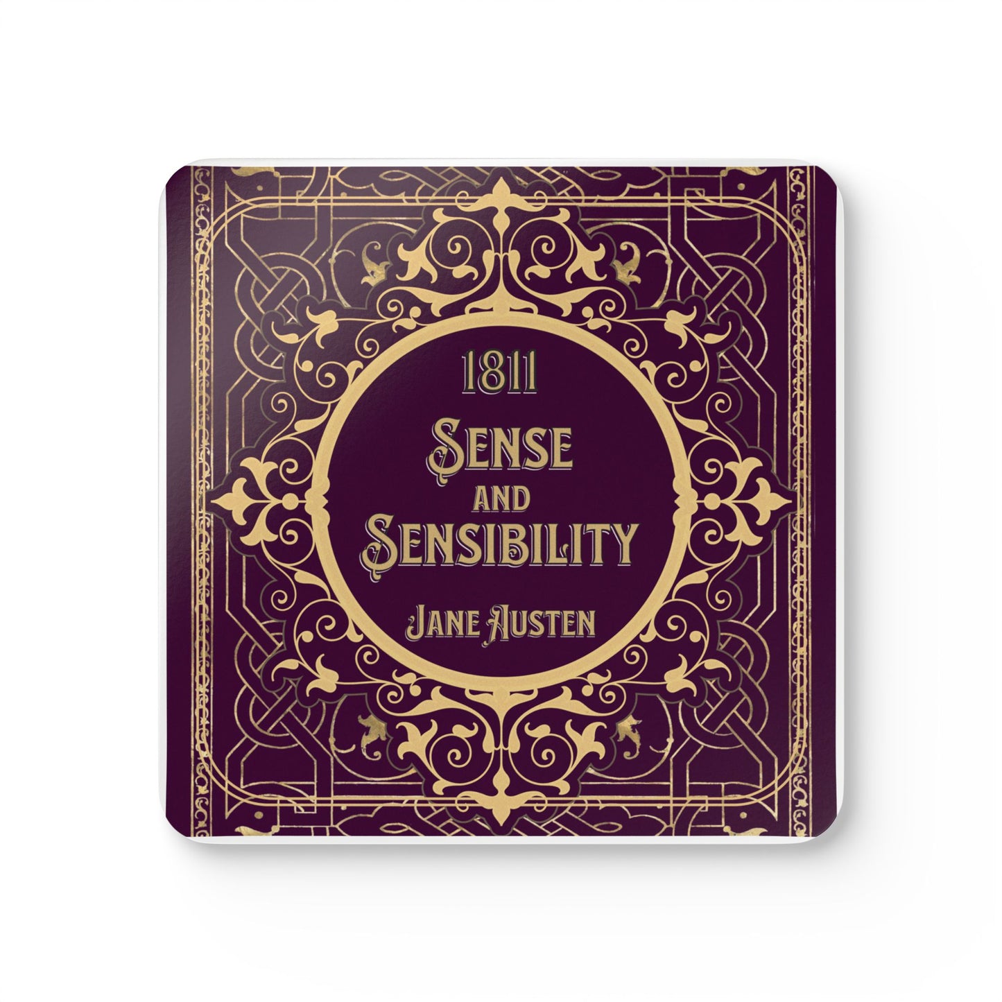 Jane Austen Coffee Mug Coasters, Sense And Sensibility Historical Romance Home Decor Bookish Bookclub Literary Set of 4 Fan Art Gifts Home Decor Printify