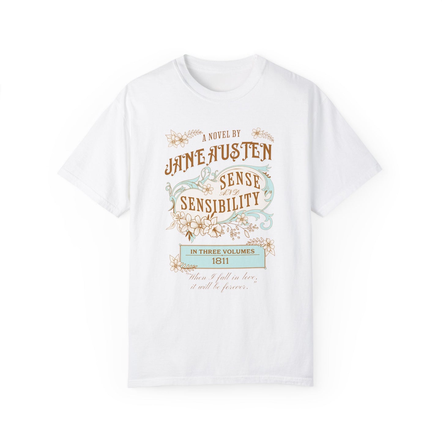 Jane Austen T-Shirt, Sense & Sensibility Historical Romance Comfort Colors Tee, Bookish Literary Jane Austen Fan Art Gift for Her, Readers, T-Shirt Printify White S