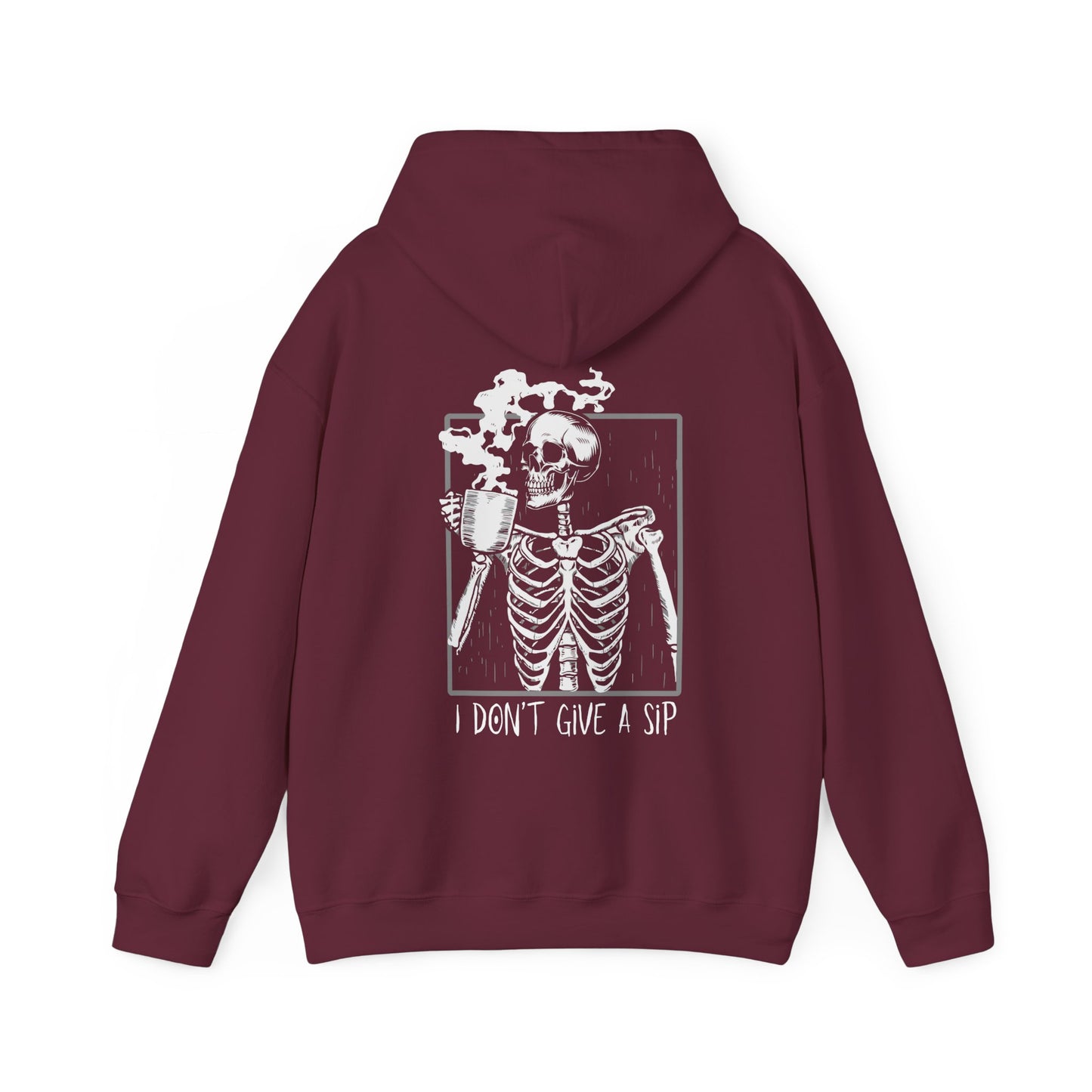 Halloween Skeleton Hoodie, Funny Coffee Drinking Skeleton, Spooky Season Sweater, Trick or Treating Shirt, Warm Halloween Party Hoodie Hoodie Printify