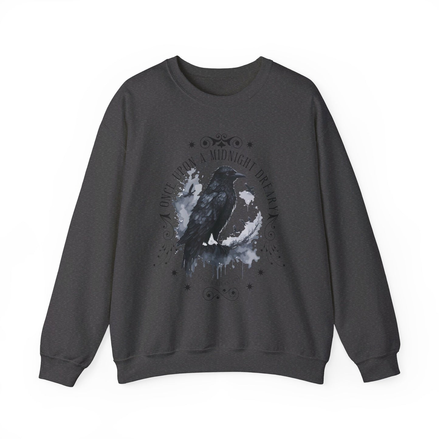Edgar Allan Poe, The Raven Sweatshirt, Poet, Poetry Lover Sweater, Book Lover, Haunting Gothic Gift, Light, Dark Academia, Horror Movie Top Sweatshirt Printify S Dark Heather