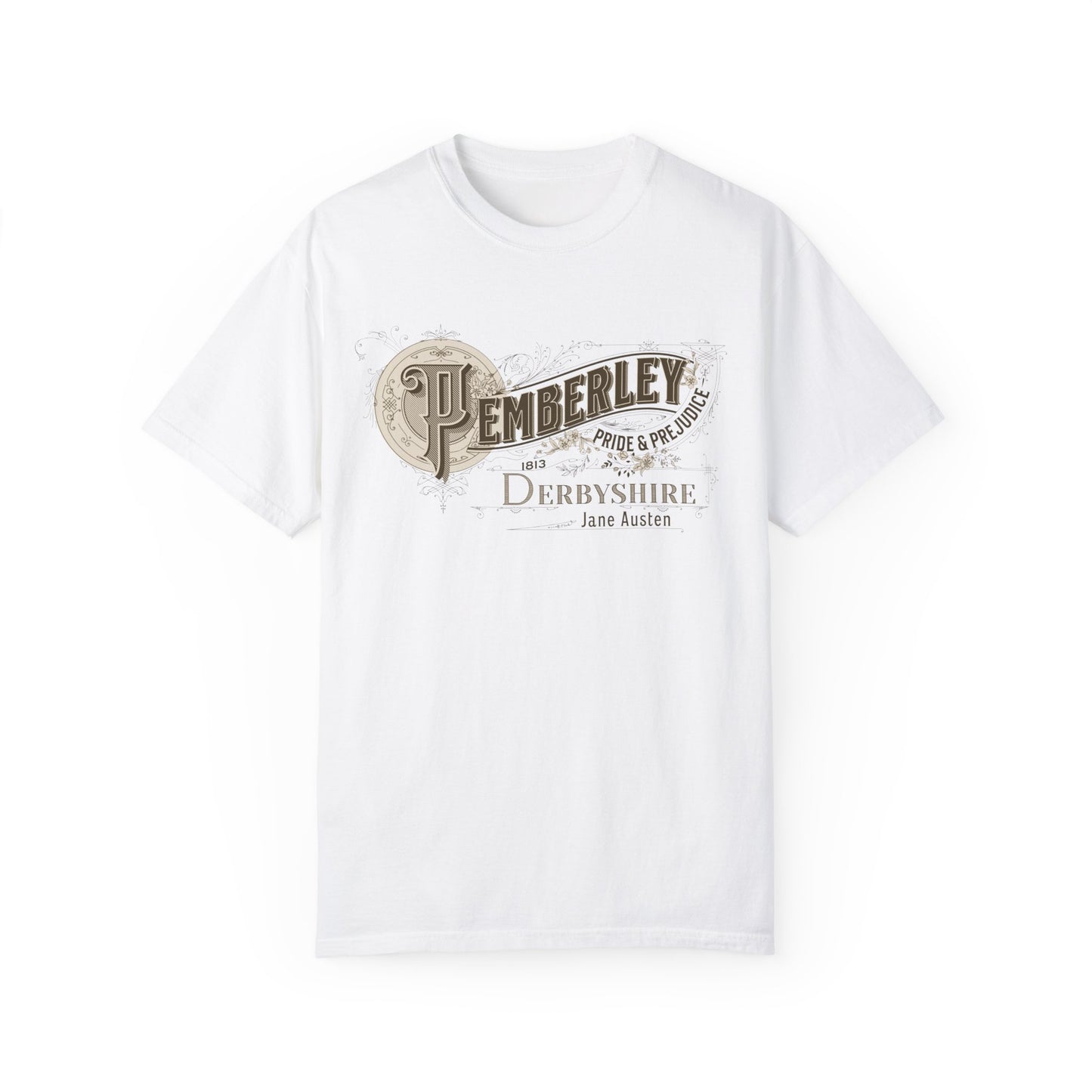 Pemberley TShirt Jane Austen Shirt Pride And Prejudice Gift For Jane Austen Fan Bookish Bookclub Gift Pemberly Derbyshire Fitzwilliam Darcy T-Shirt Printify White S
